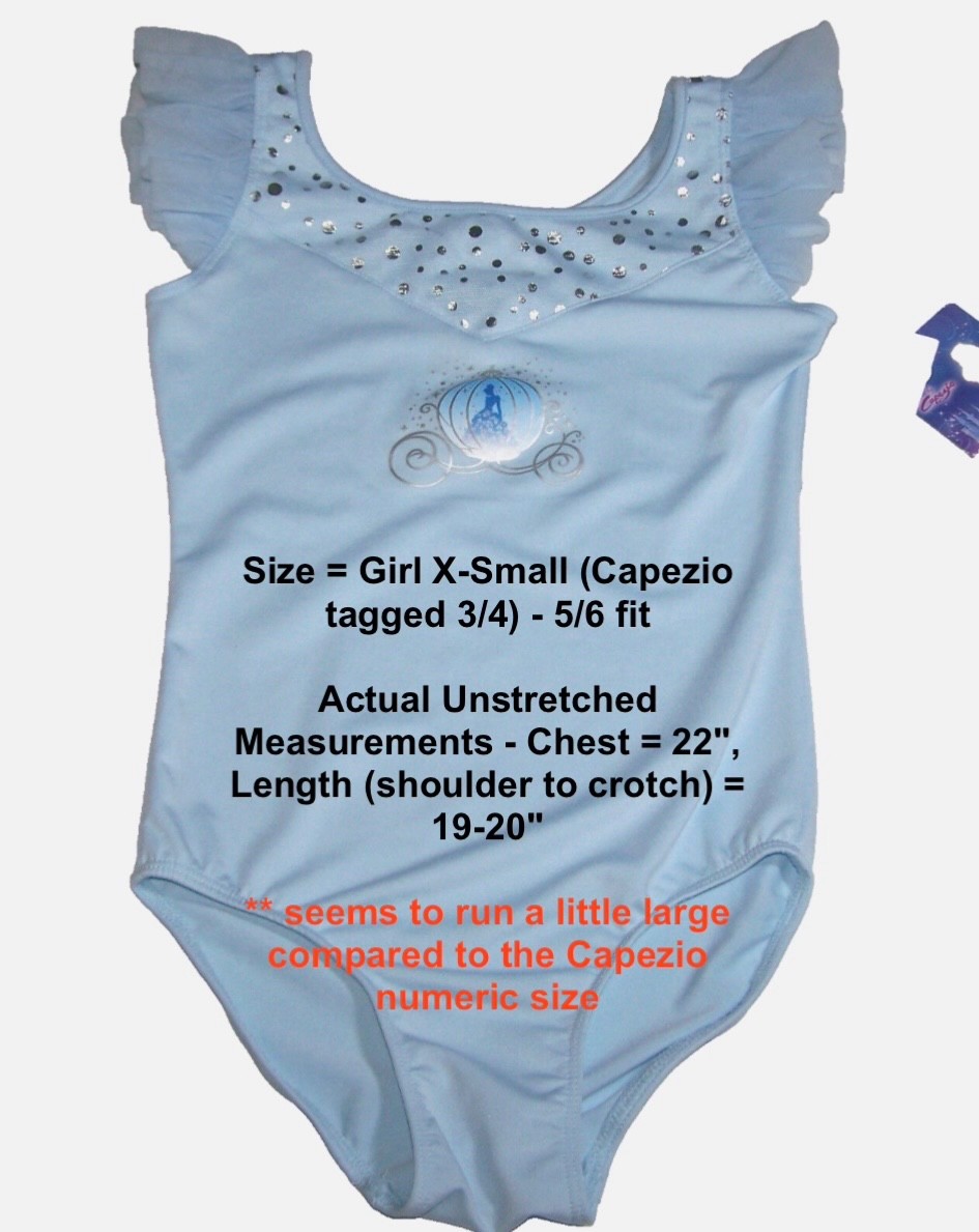 Capezio Disney Princess Cinderella Leotard Bodysuit Flutter Slv New Girl XS 5 6