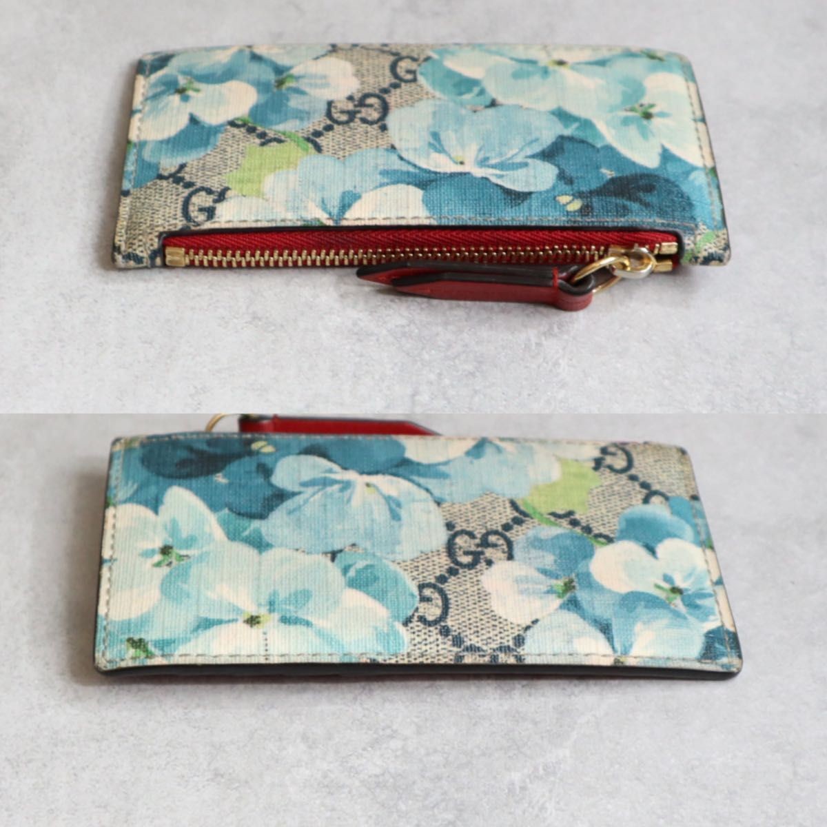 Complete Accessories GUCCI GG Blooms Coin Card Holder Fragment Case Blue Red GG