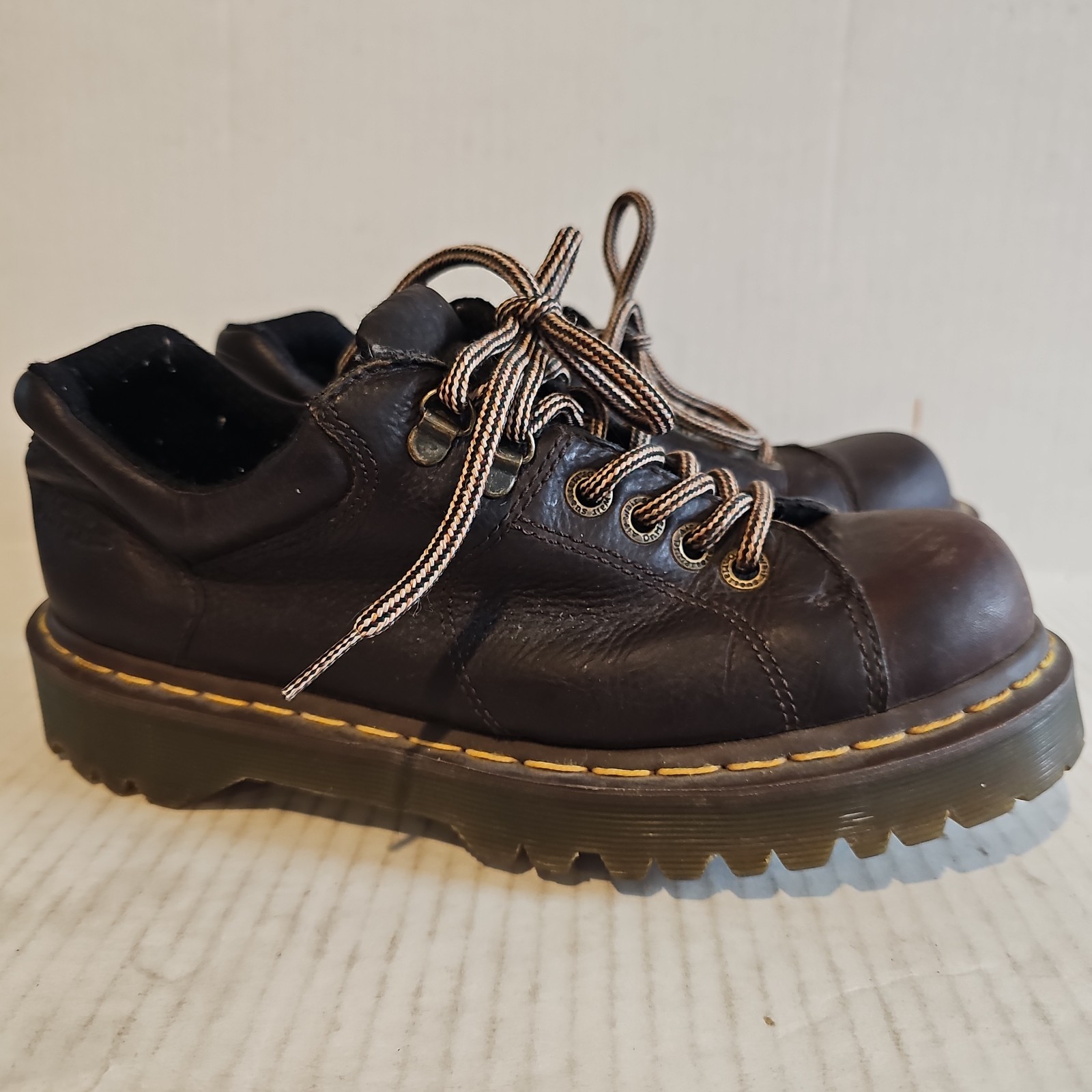 Dr. Martens Shoes Men 9 Brown Leather Oxford 8312 Low Top Chunky Sole Lace Up