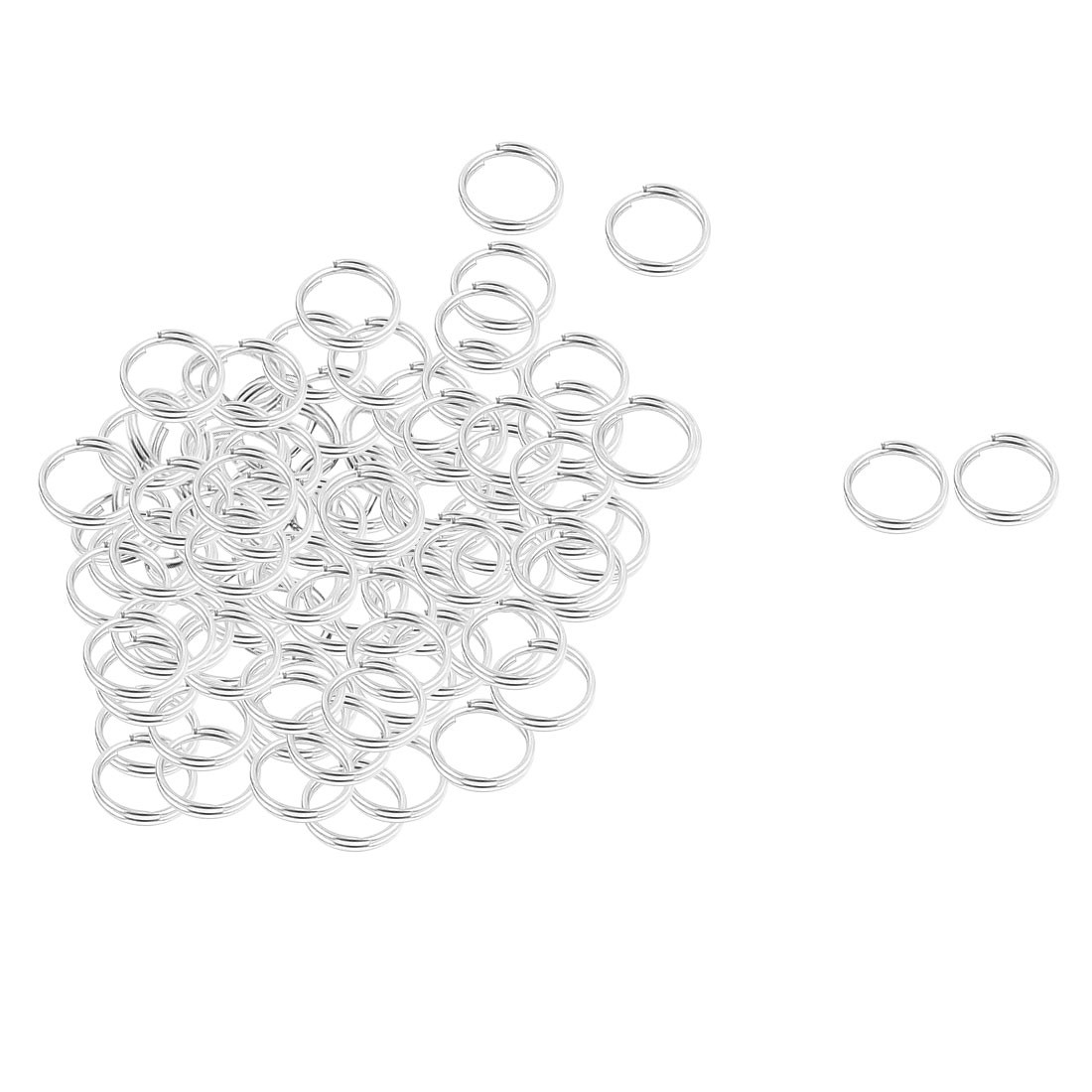 Keyring Chain Metal Round Edged Split Circular Ring Key Loop Silver Tone 100 Pcs
