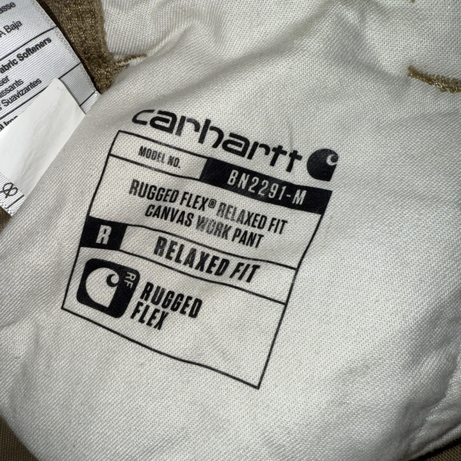 Carhartt Rugged Flex Relaxed Fit Canvas Tan Work Pant 38×32 (38×31 fit) BN2291-M