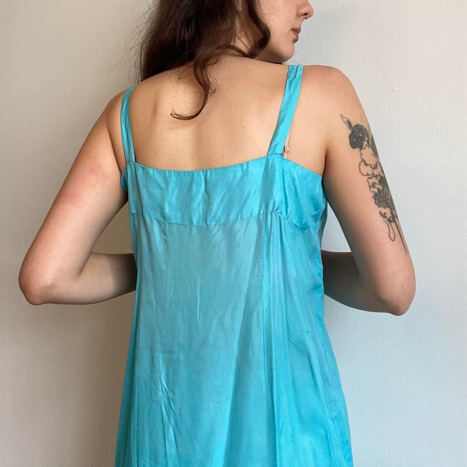1940s/1950s silk turquoise slip dress