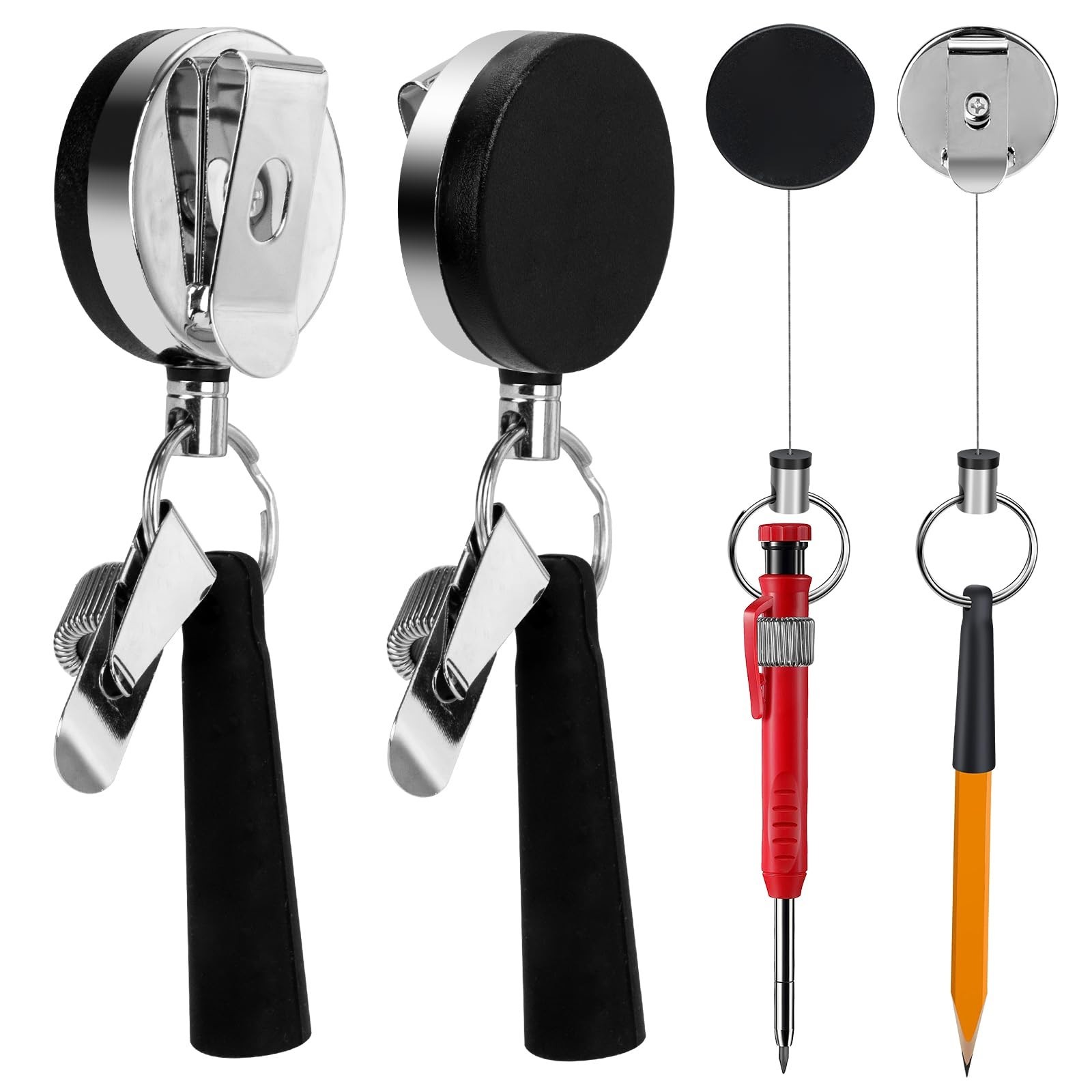 2 Pack 35″ Steel Wire Heavy Duty Retractable Pull Pen Pencil Holder, Flexible…
