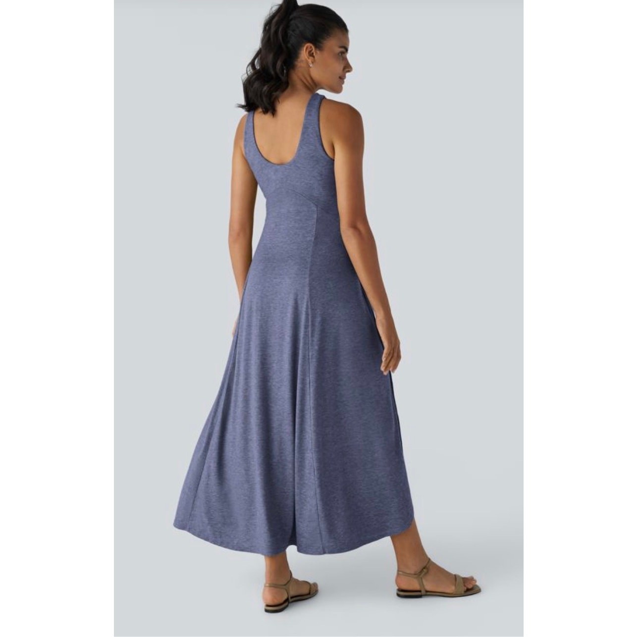 Halara U Neck Flowy Maxi Casual Tank Dress, 02625076, size XS, Mottled Indigo