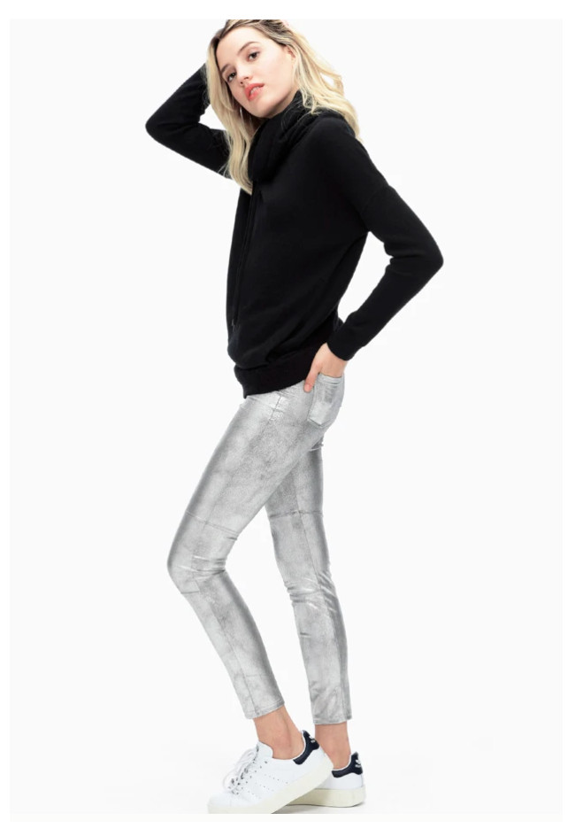 NWT Splendid Women’s Faux Leather Metallic Silver Leggings Size XS S M L XL $150