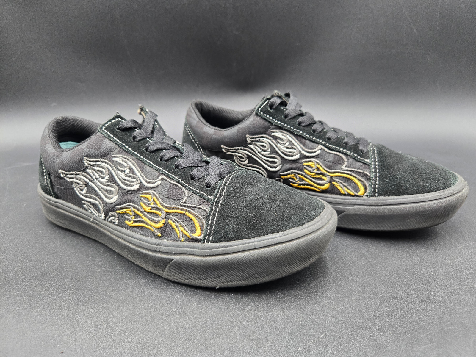 Vans Unisex Shoes Mens 6 Comfycush Old Skool Ignition Black Yellow Flames Skate