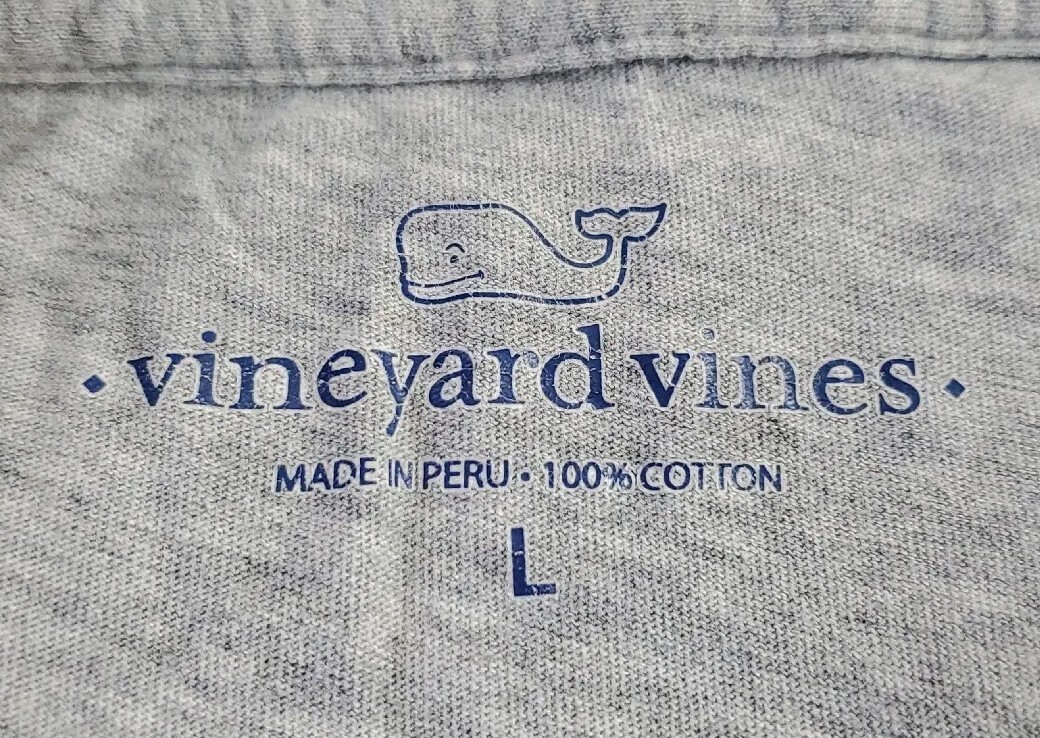 Vineyard Vines Shirt Mens Large Gray Long Sleeve Whale Martha’s Floral Adult A01