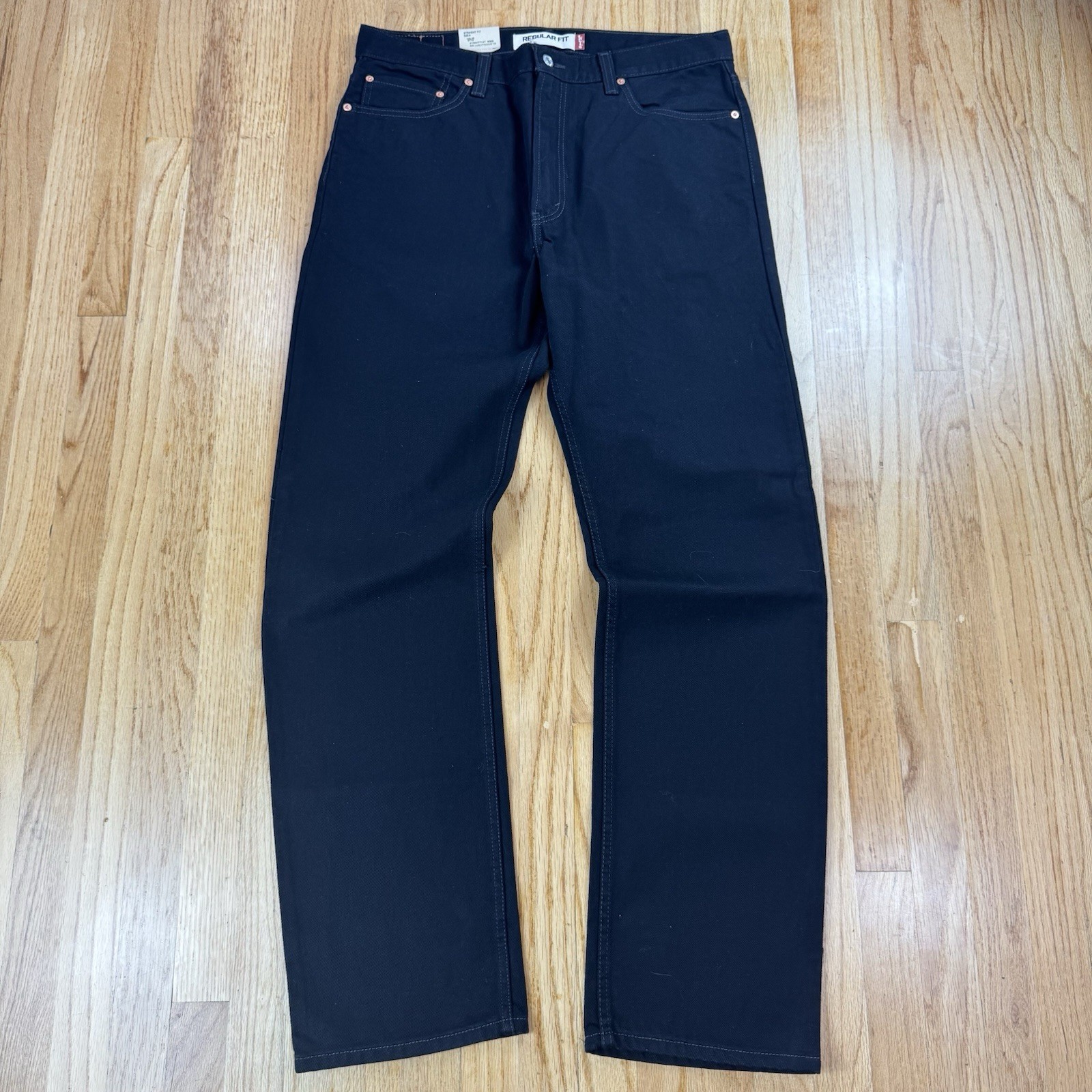 NWT Levis Regular Fit 505 Black Zipper Fly Tagged Sz 36×34