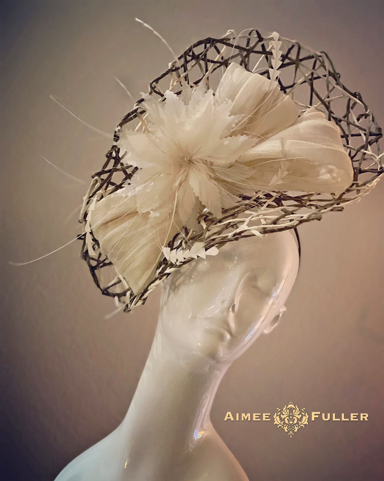 Rose Kentucky Derby Hat Cream Ivory Moss Hues Royal Ascot Del Mar Melbourne Cup