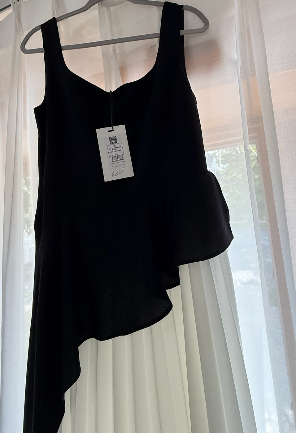 Black & White Asymmetrical Dress Pleated Skirt Sleeveless Elegant Midi Dress
