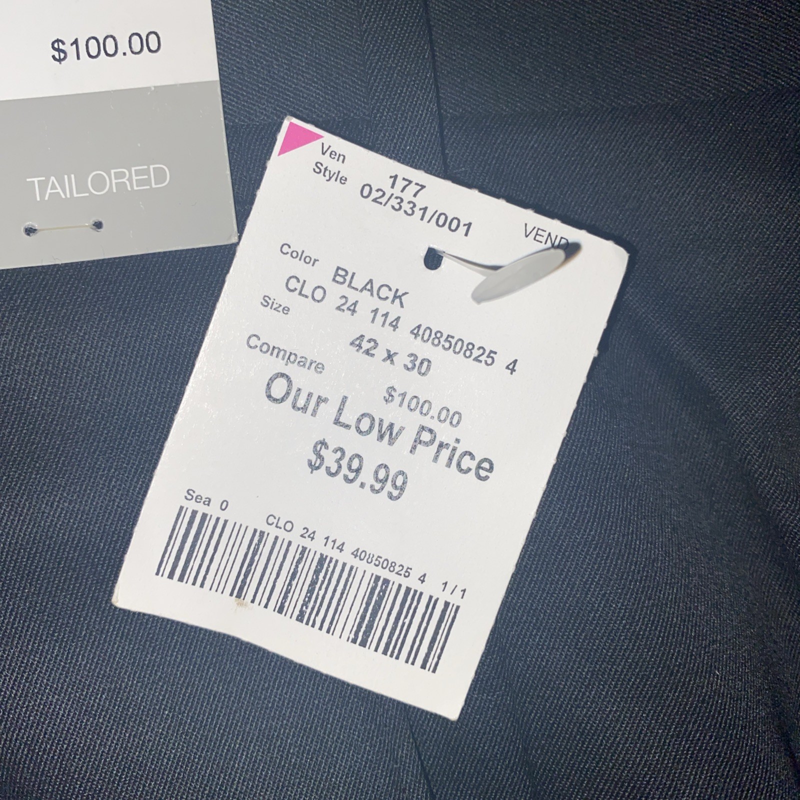 Louis Raphael Men’s Tailored Dress Pants 42×30 Black New With Tags