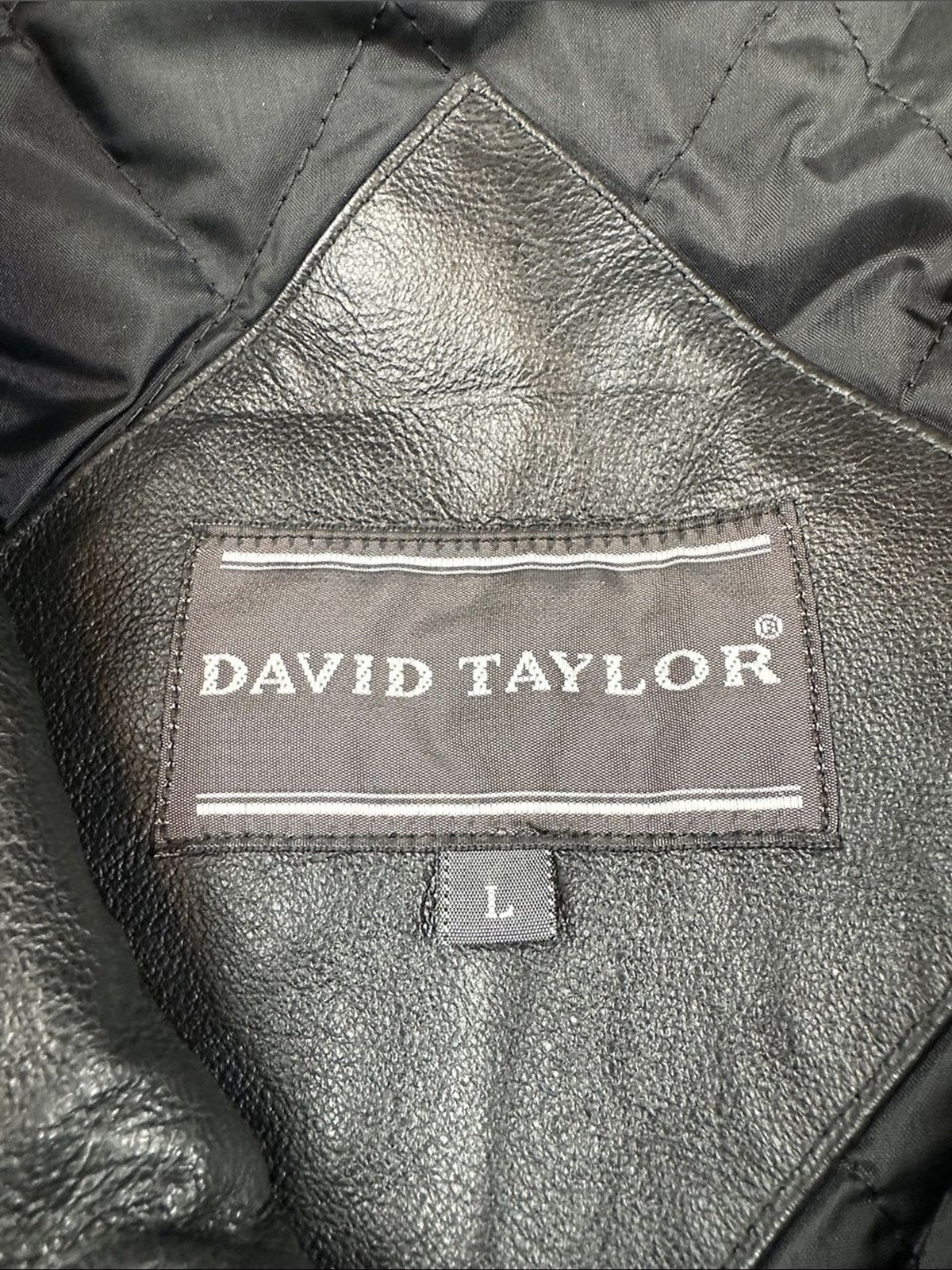 David Taylor Genuine Leather Bomber Jacket Black Men’s Large L Insulated | Biker