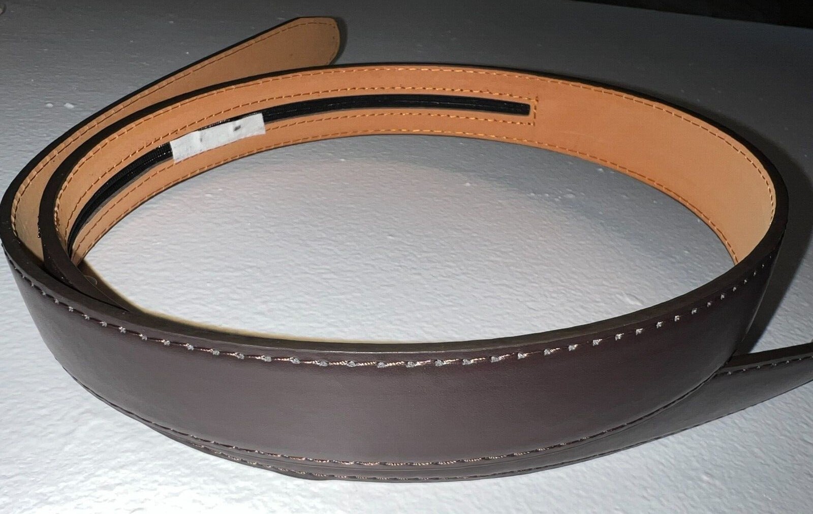 Genuine Leather Men Casual Money Zipper Safe Dark Brown Belt S M L XL. 1.1/4″ W