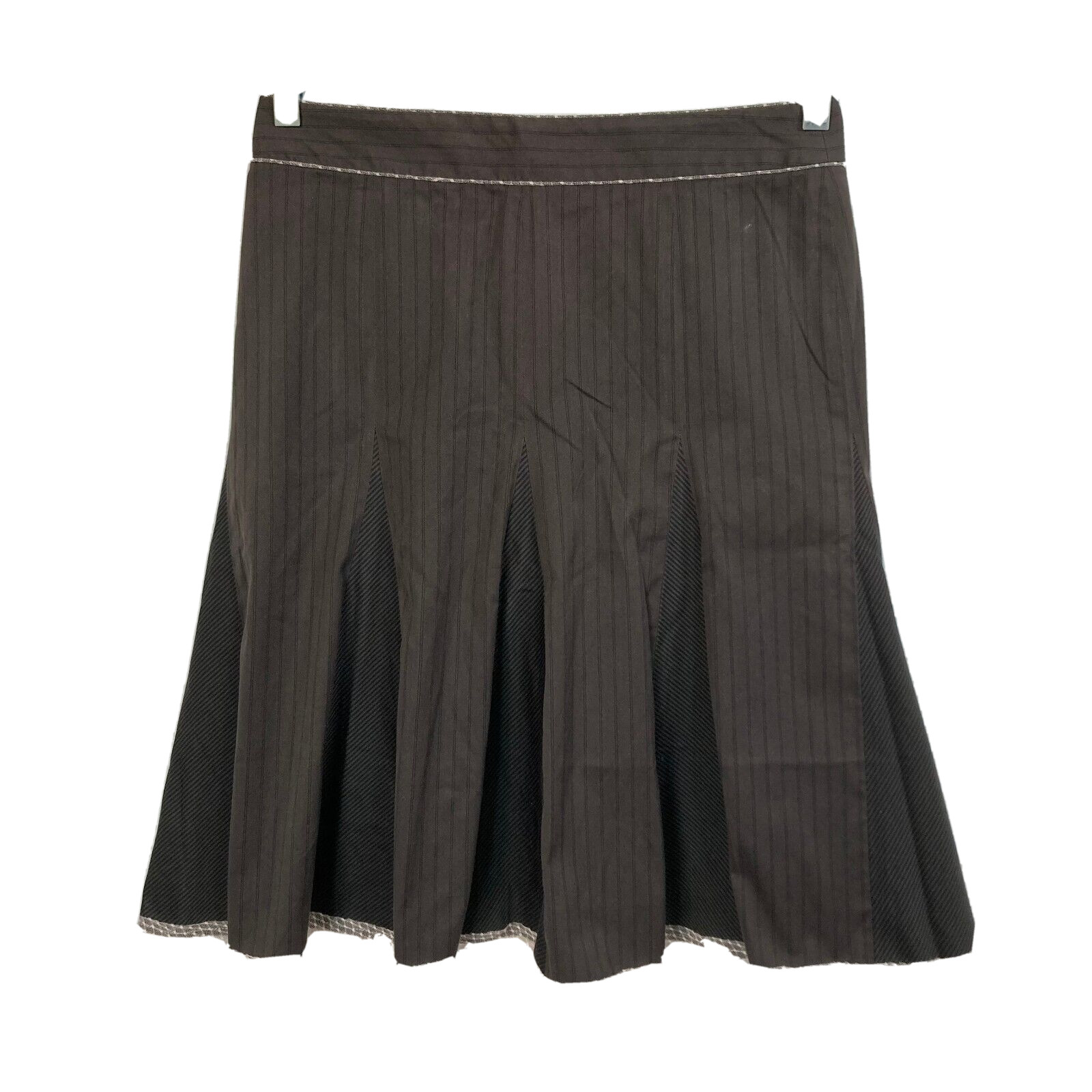 Rebecca Taylor Skirt Womens Sz 4 Brown A-Line Godet Lace Trim Knee Length