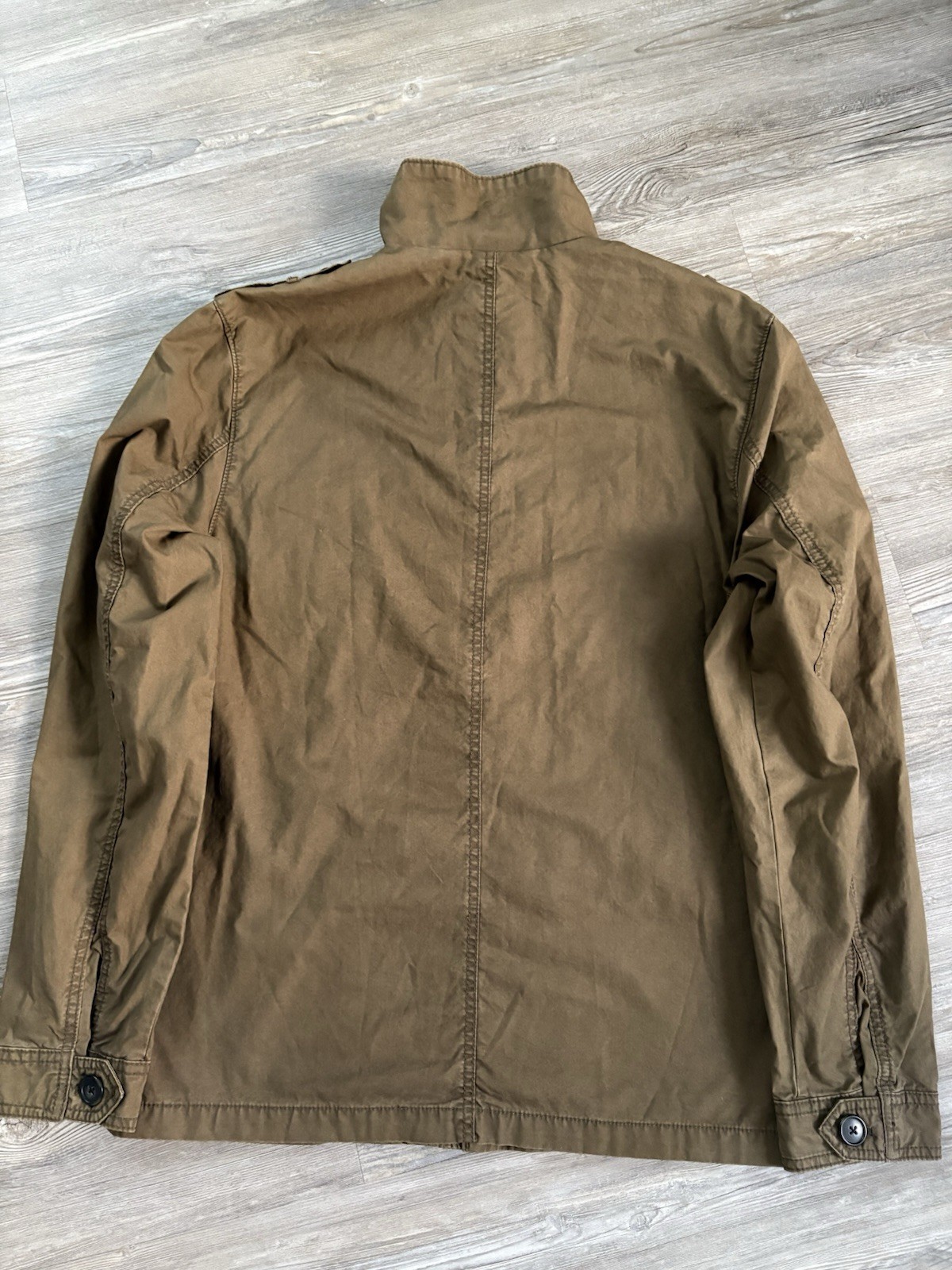 Old Navy Mens M Green Military Field Utility Jacket Pockets Epaulet Zip New