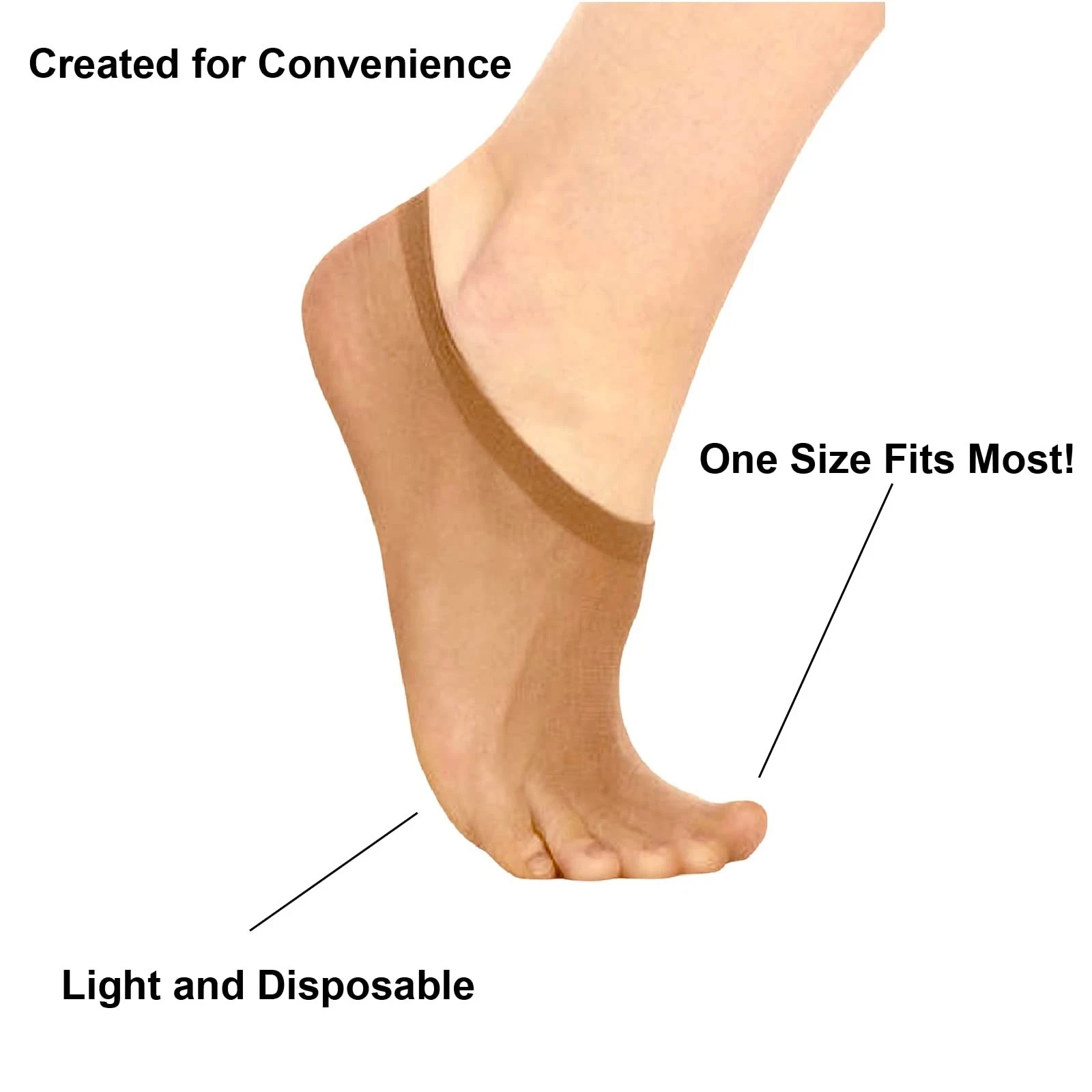 Disposable Nylon Socks for Women, 72 Pairs Tan Footies