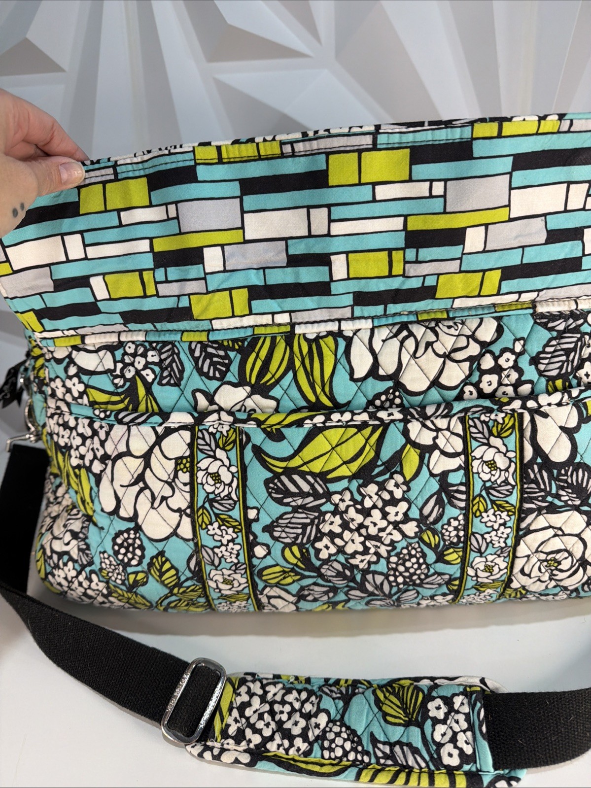 Vera Bradley Island Blooms Weekender Duffle Floral Bag Blue Green FREE S&H