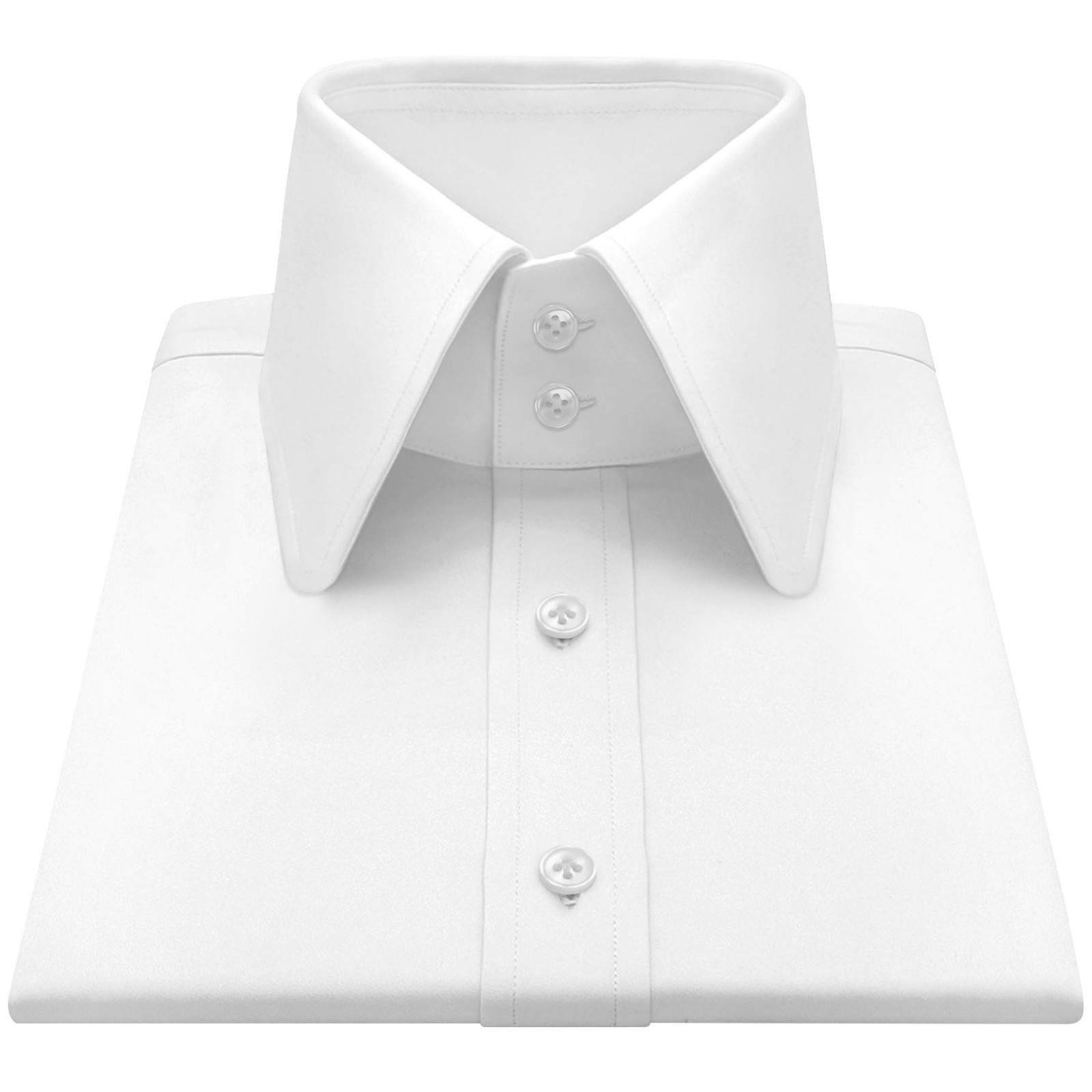 Men’s Vintage High Long Round Pointed Collar White Shirt 1930s Goodfellas Style