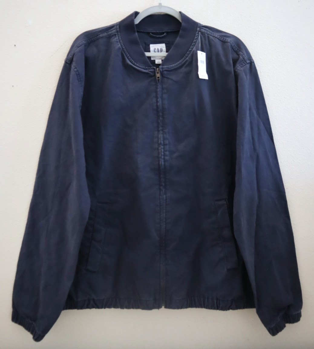 Gap 738596 Men’s Sz Large Vintage Navy Blue Full Zip Relaxed Bomber Jacket $100
