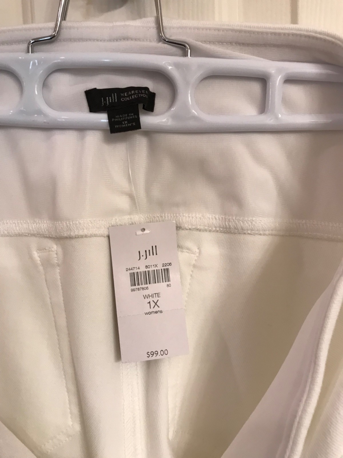 J Jill Wearever Smooth Fit Slim Leg Knit Jeans White 1X