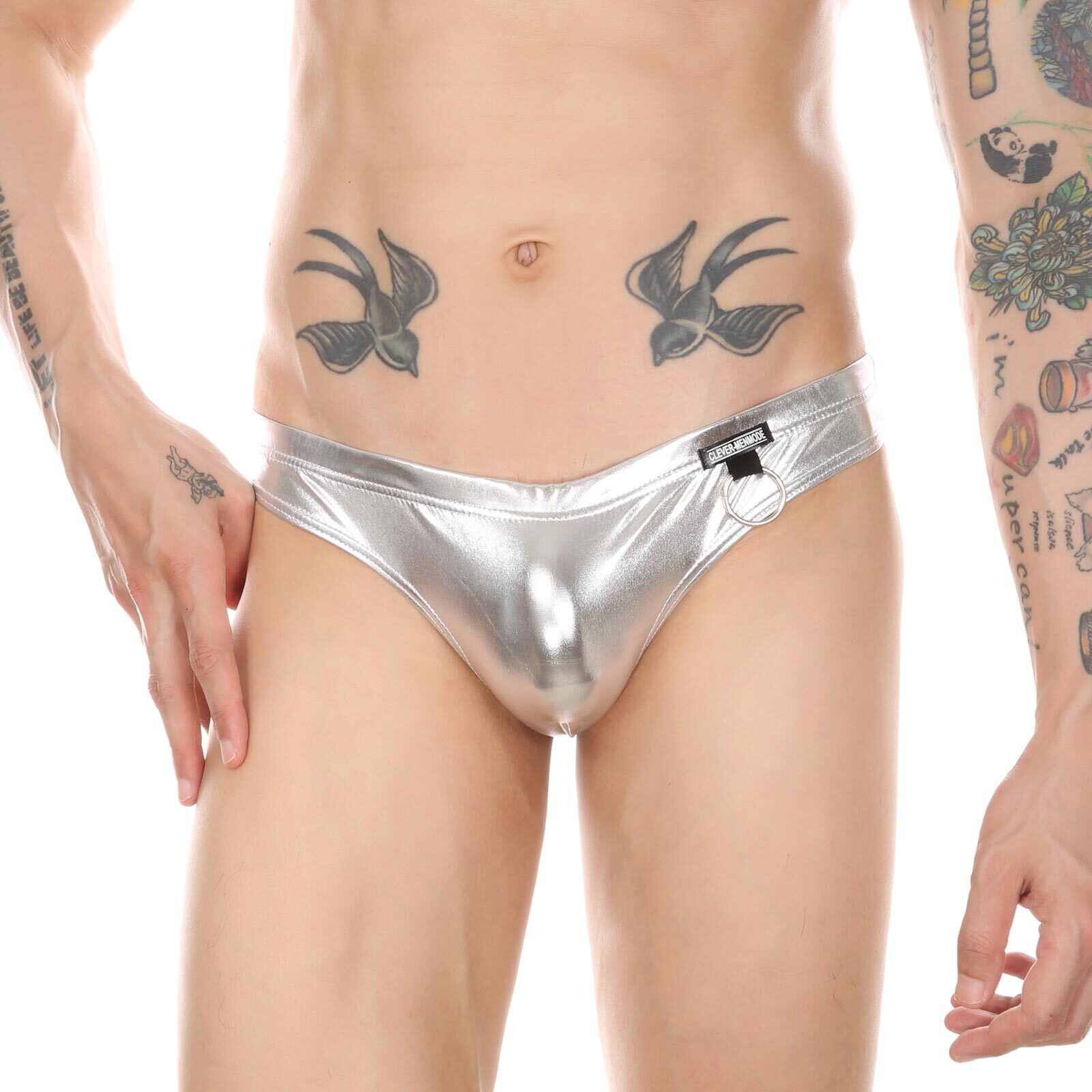 Men Wet Look Briefs Thong G string Sexy Faux Leather Underpants Underwear