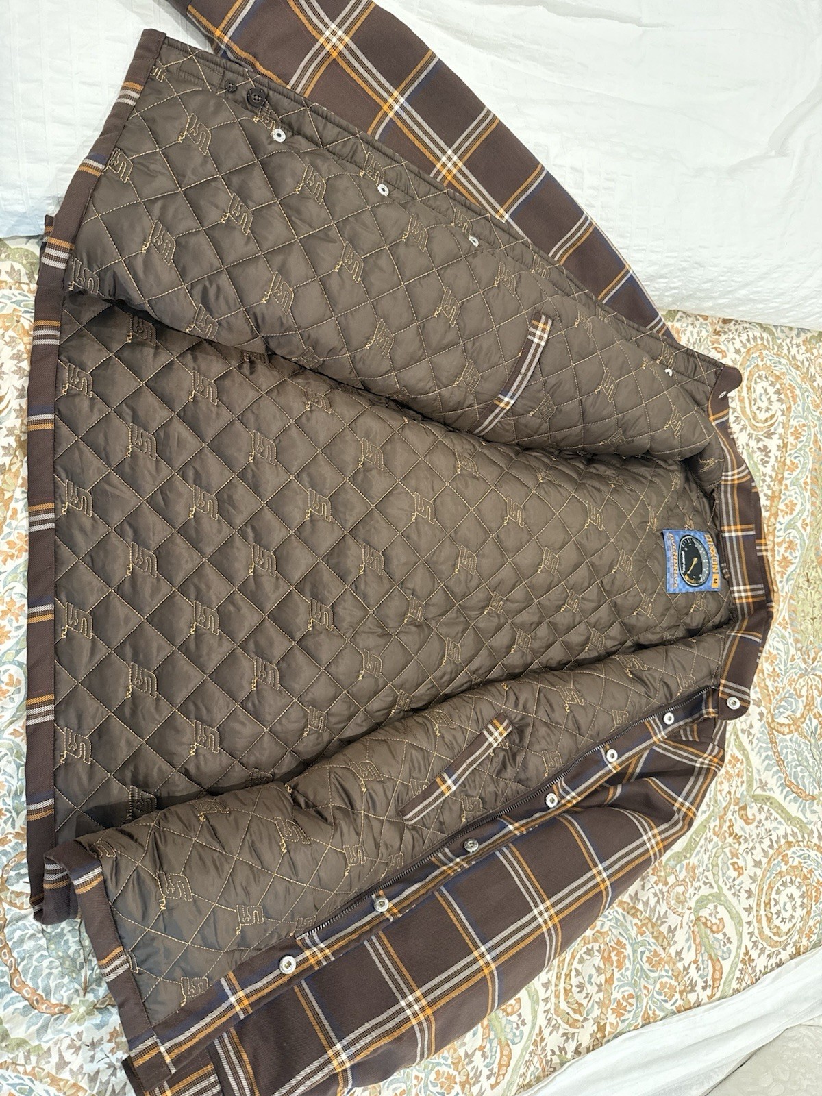 Dixxon Snap on Flannel jacket medium Mens Yellow Brown Plaid