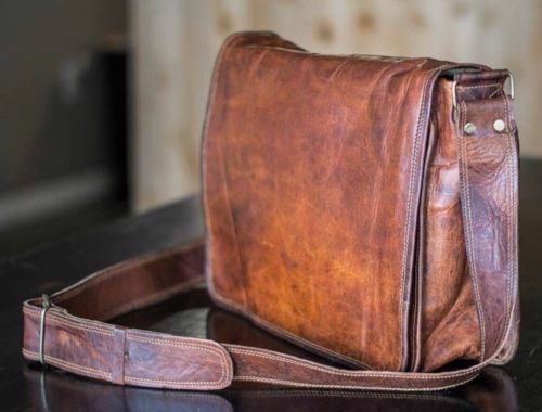 New Vintage Mens Genuine Real Leather Handbag Shoulder Bag Satchel Messenger