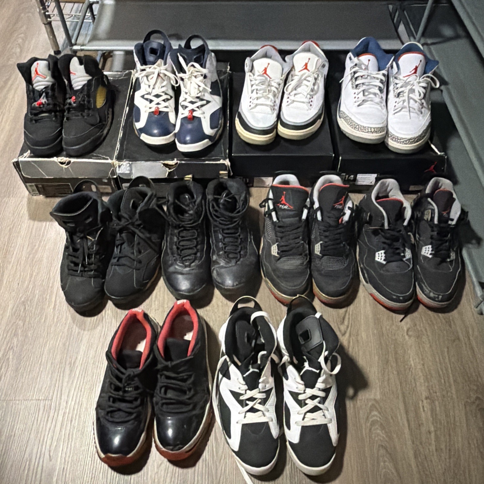 Air Jordan Bundle Lot 10 Pairs For Restoration Vintage OG Box Sizes 10-14 Bred