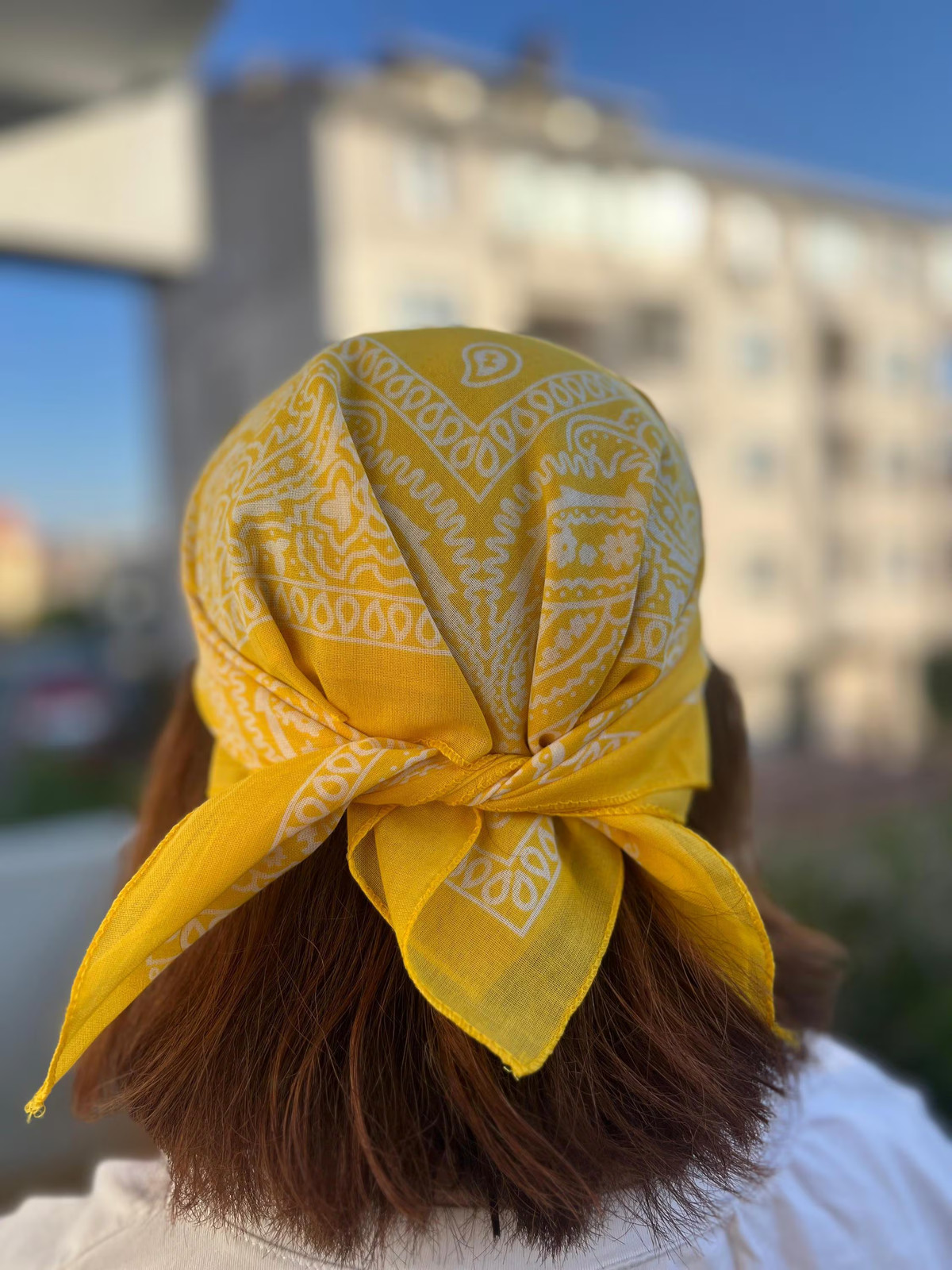 Yellow Paisley Bandana 100% Cotton Boho Head Scarf Handmade Unique Vintage