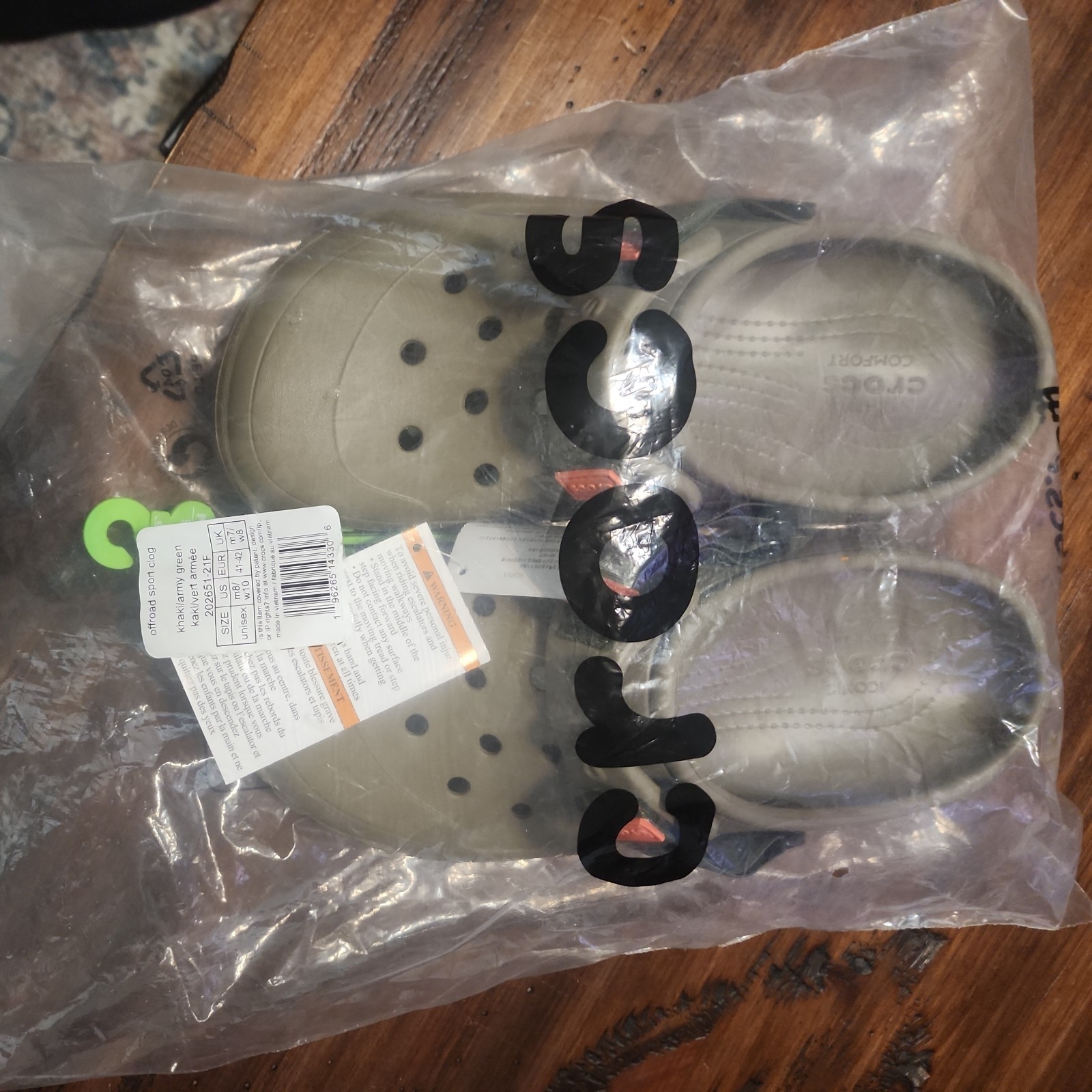 Crocs Iconic Comfort Offroad Sport Clogs Khaki Mens Size 8 M 10wAdjustable Strap