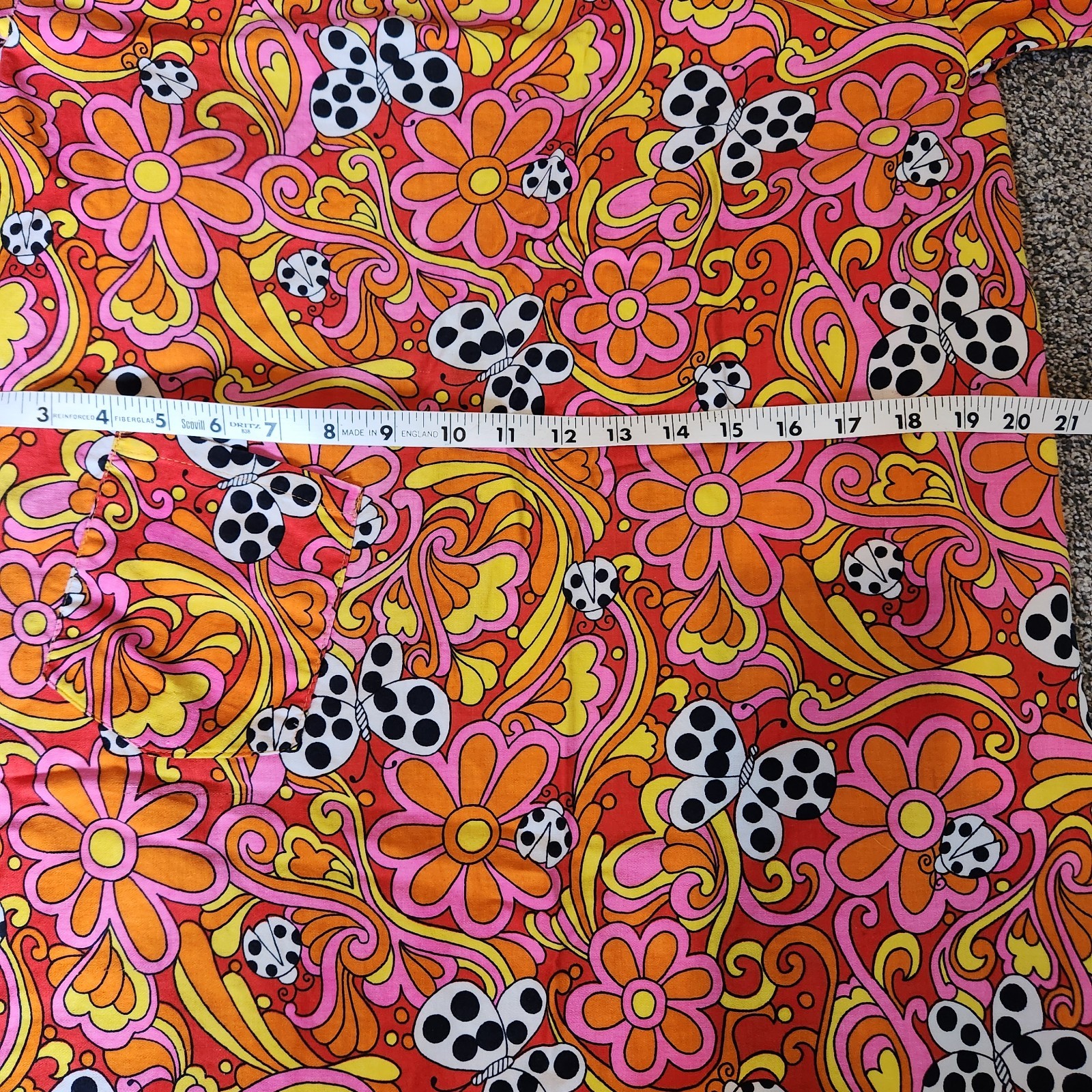 Vtg 60s Psychedelic DESIGN HOUSE Artist MCM Smock Apron MOD Flower Power Ladybug