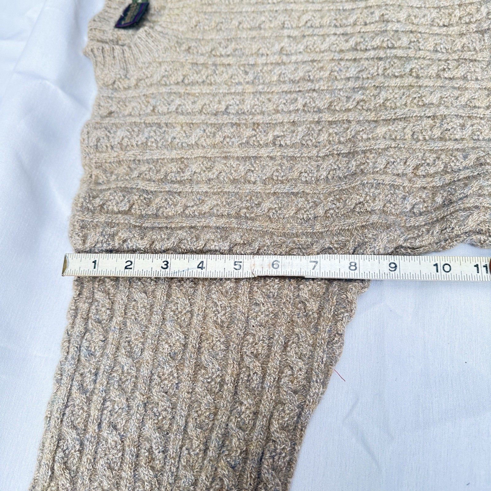 Vintage Timberland Fisherman Cable Knit Sweater Mens M Beige Lambswool P2P 19