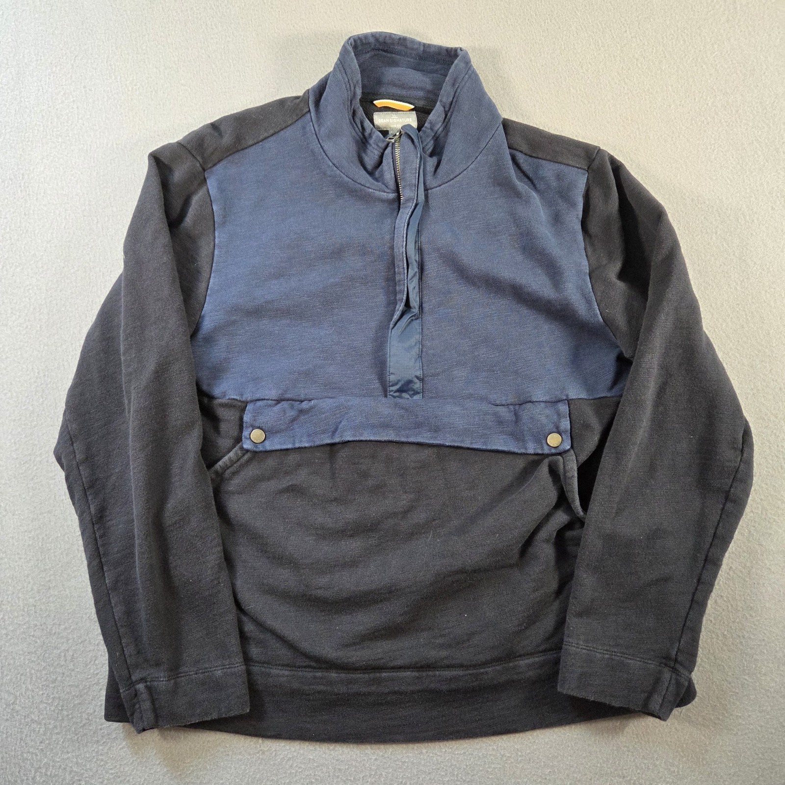 LL Bean Signature Sweater mens Large Blue 1/2 Zip Pullover Anorak Sweatshirt