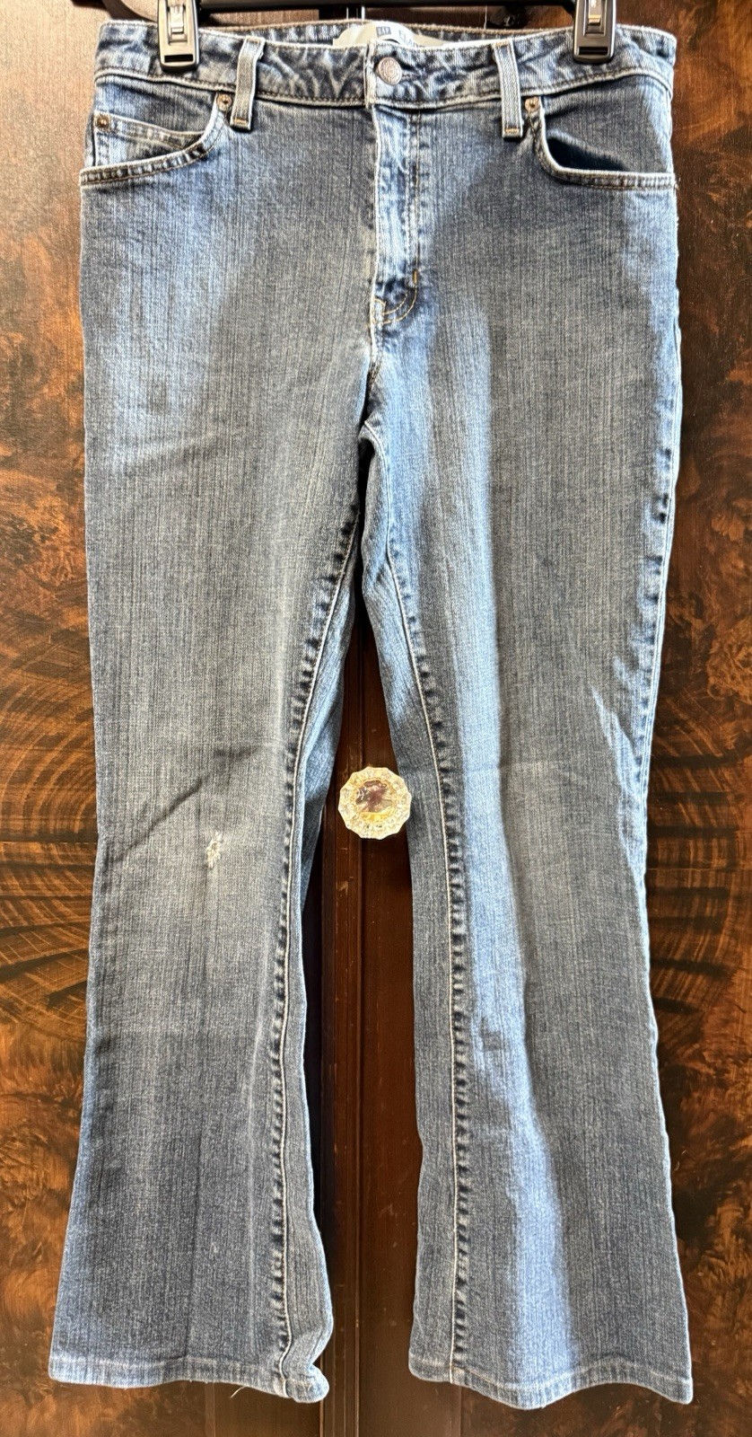 Vtg Y2K GAP Jeans Women 10 Flare Bootcut Mid Rise Stretch Denim 30Wx29L Distress