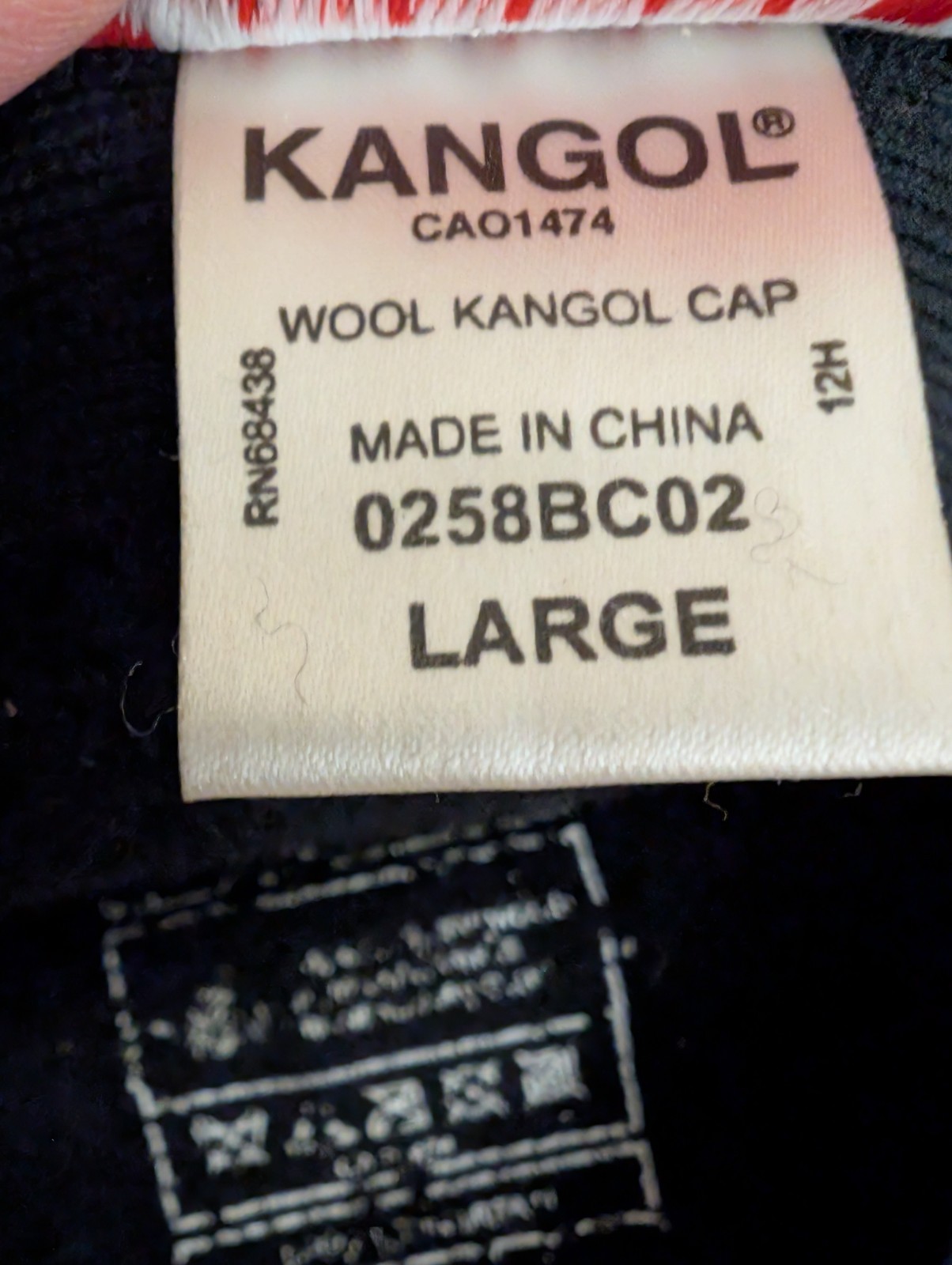 Vintage mens kangol black 100% wool cap L solid kangaroo logo newsboy hat