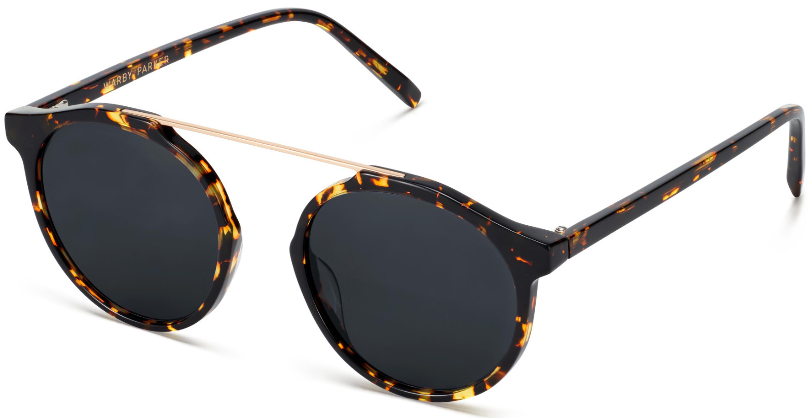 Warby Parker COOPER Sunglasses BLACK OAK TORTOISE GOLD Grey lenses M 49-19-142mm