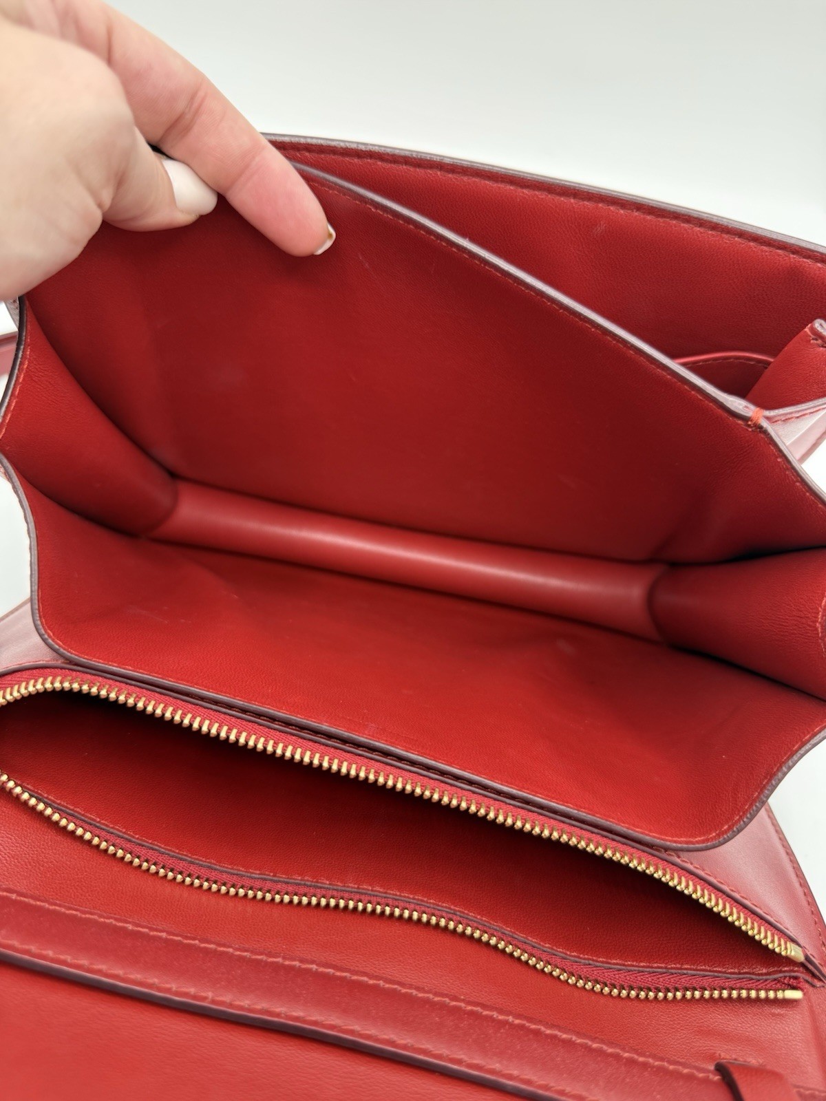 CELINE Classic Box Medium Shoulder Bag Leather Red