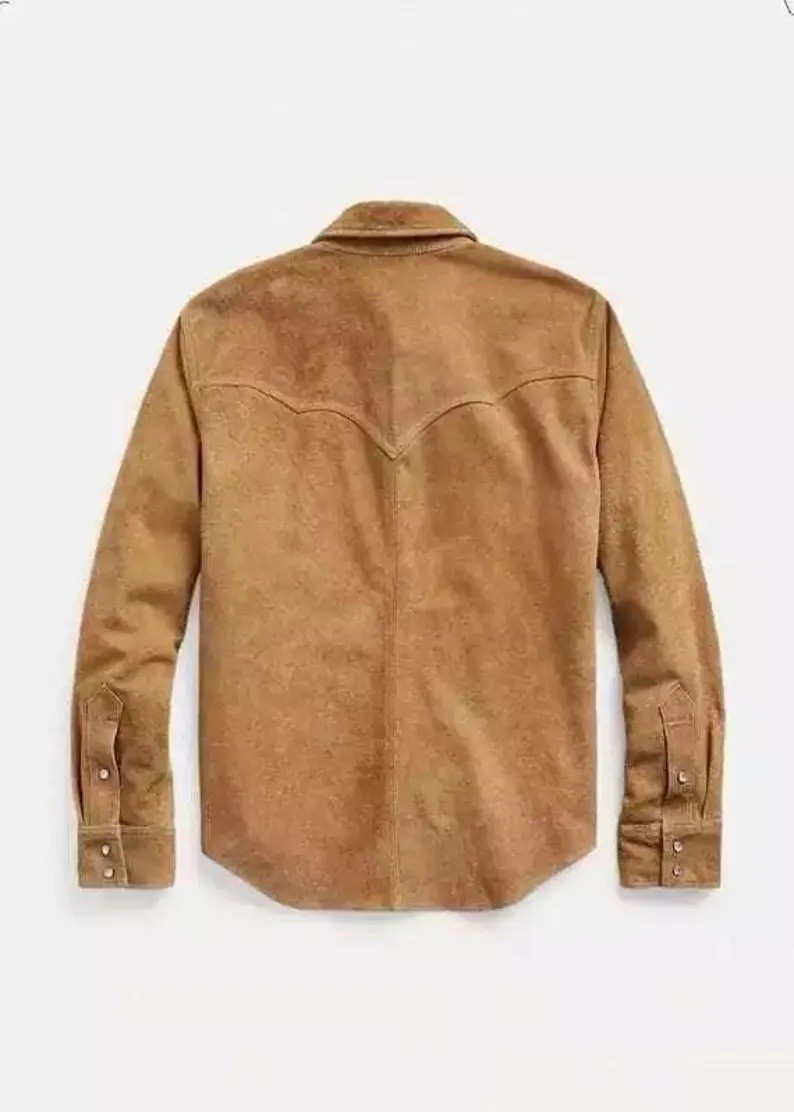 Men Suede Leather Trucker Premium Western Wear Shirt – Suede Leather Shirt