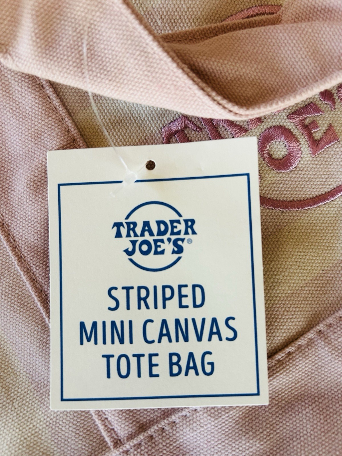 Trader Joe’s Striped Mini Canvas Tote Bag 2026 Set Of 2 – Pink & Blue New W/ Tag
