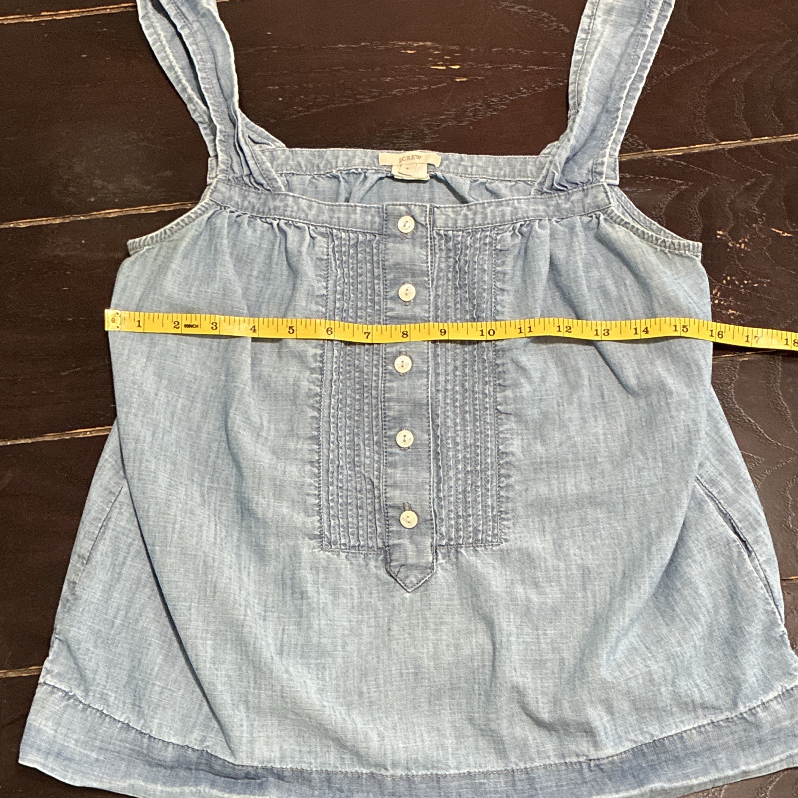J.CREW Blue Chambray Square Neck Sleeveless Button Front Tank Top Womens 4