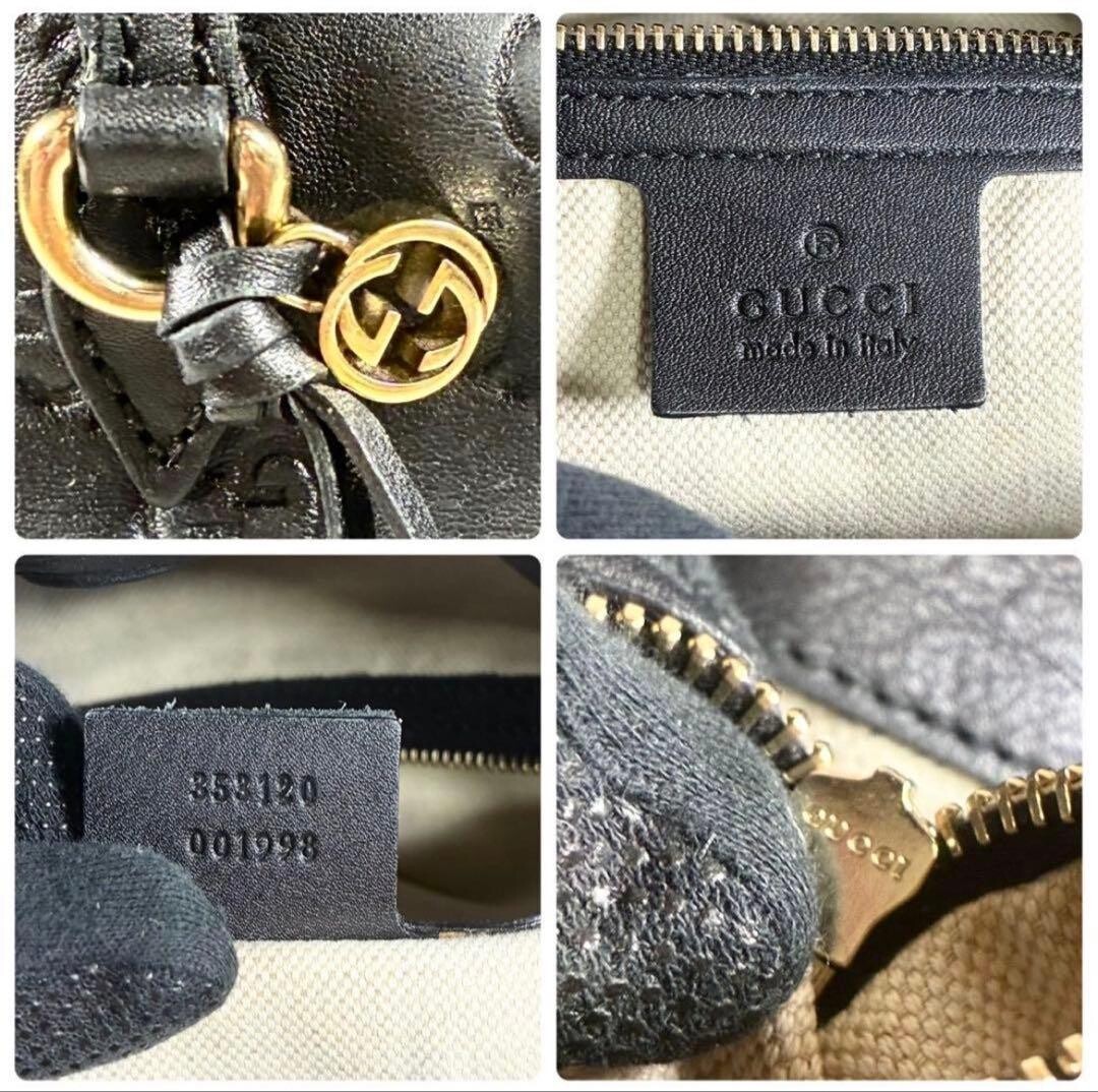 GUCCI Shoulder bag Black Guccissima Authentic From Japan