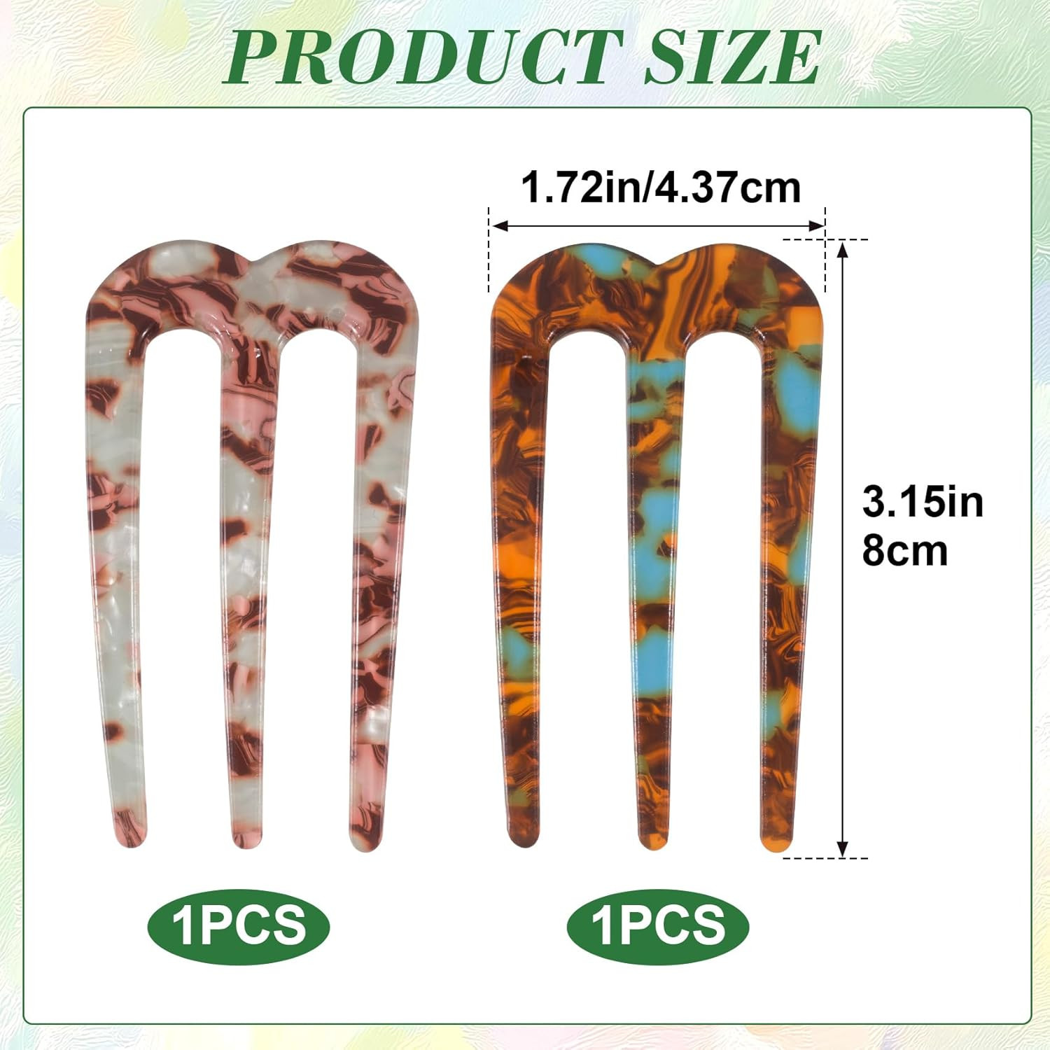 French Hair Pin U Shaped 2 Pcs Dark Brown, Light Brown