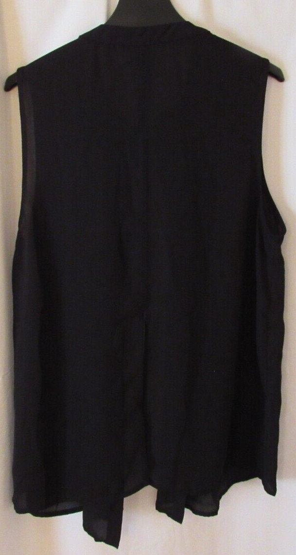 Forever 21 Semi Sheer Black Button Up Sleeveless Blouse with Back Slit Size L