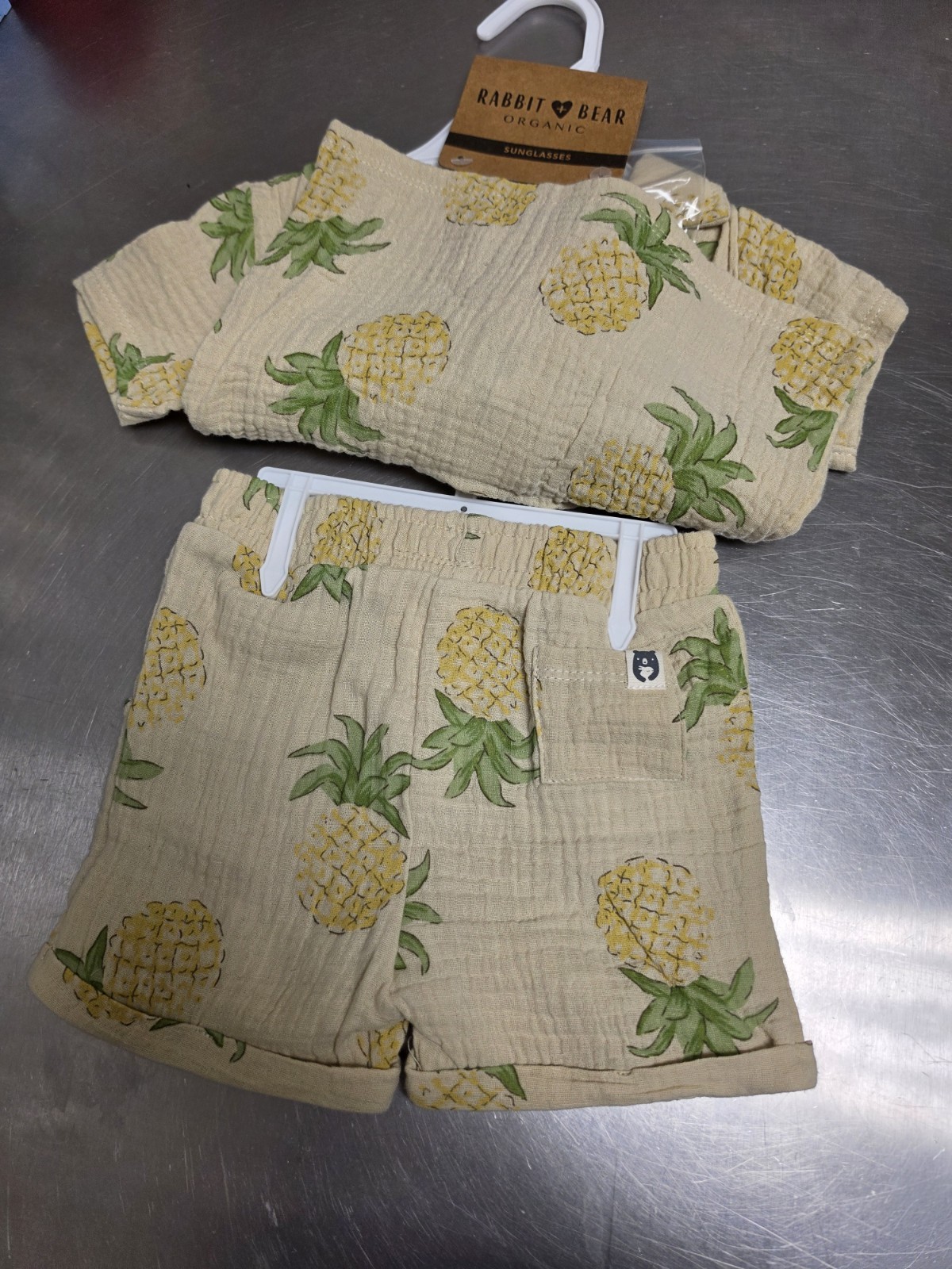 Rabbit Bear Organic Cotton Baby Outfit Pineapple Sunglasses Size 18 Months