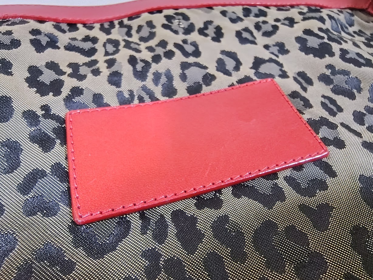 Fendi Clutch Bag Purse Leopard Leather Nylon Authentic 398T0359