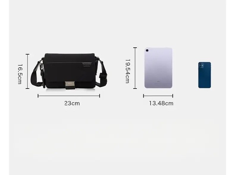 NEW TUMI Black Crossbody Bag Compact Travel Messenger Shoulder Bag