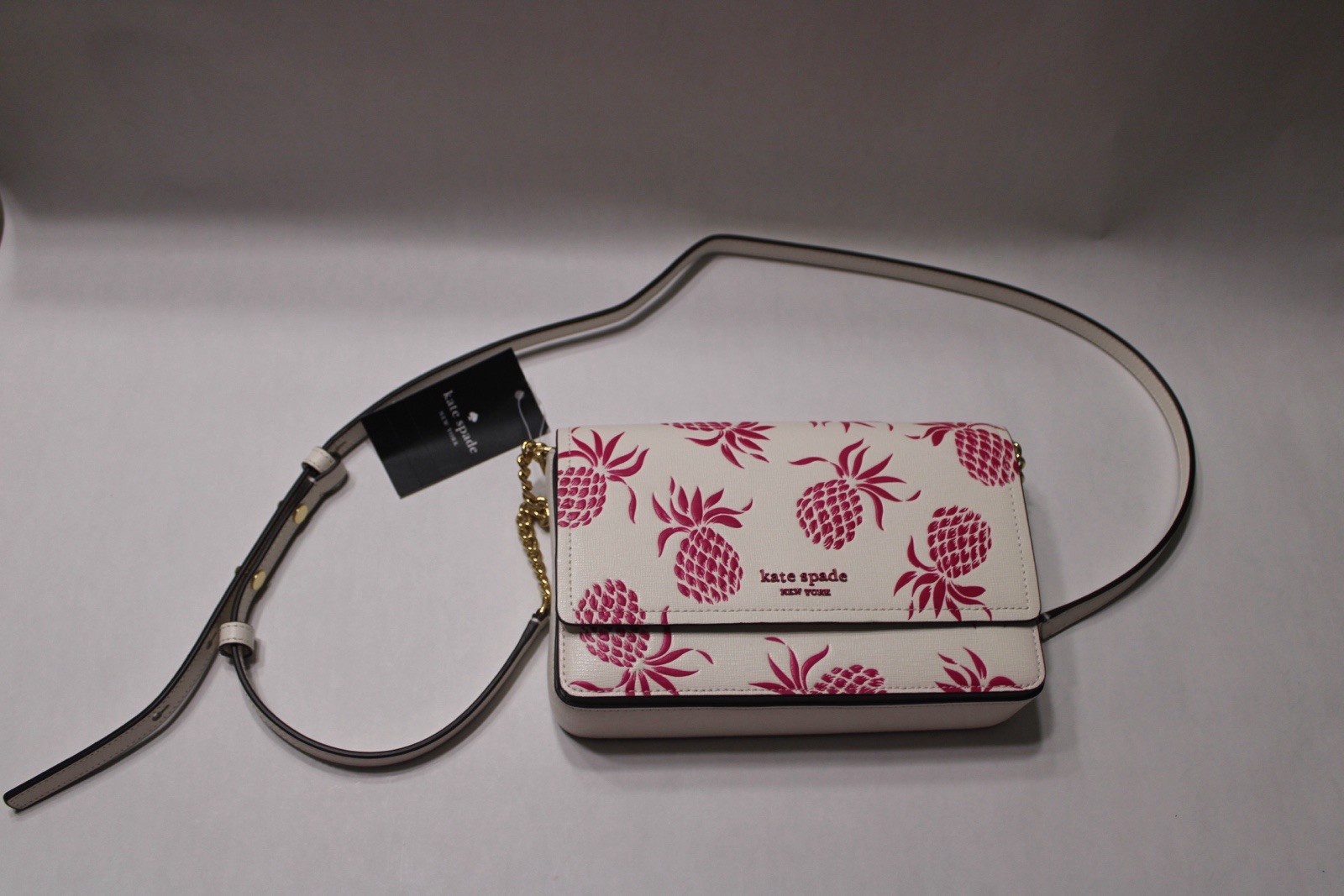 Kate Spade Morgan Pineapple Embossed Saffiano leather Small Wallet Crossbody