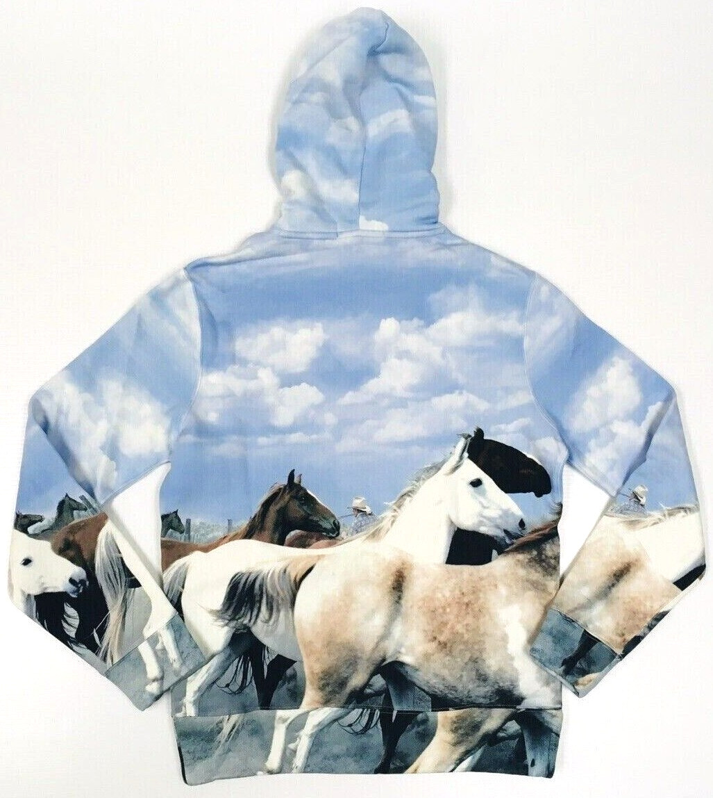 Polo Sport Ralph Lauren VTG Horse Flag Western Cowboy Fleece Sweatshirt Hoodie