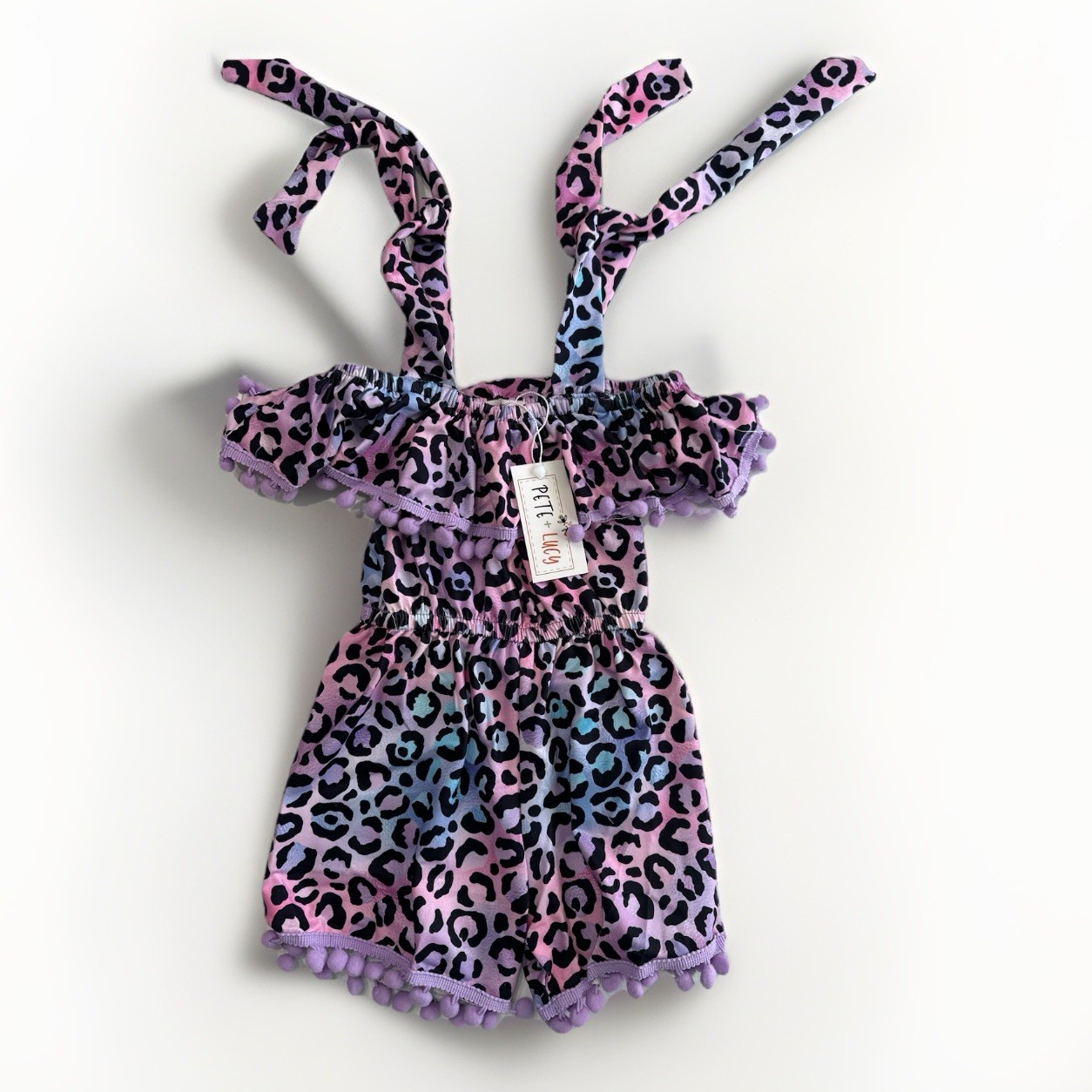 Pete & Lucy Free Purple Leopard Baby Romper Size 0-6 Months NEW NWT