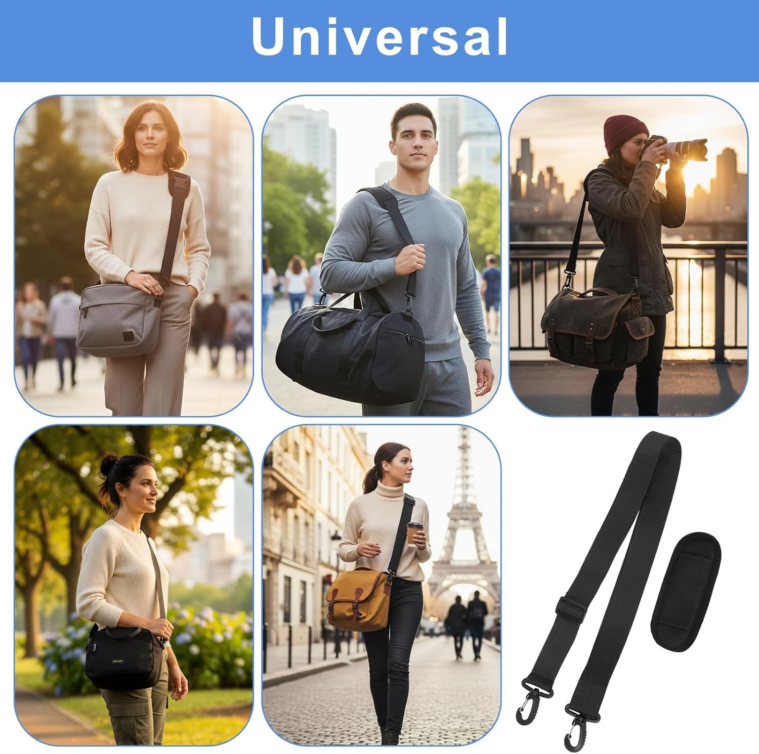Shoulder Strap, 65 inch Adjustable Duffel Bag Shoulder Strap Replacement with